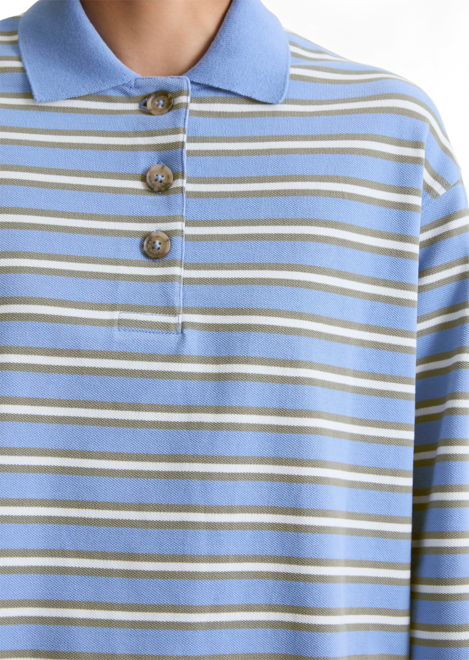 Marc O'Polo DENIM Langarm-Poloshirt »aus gestreiftem Heavy Piqué-Jersey«