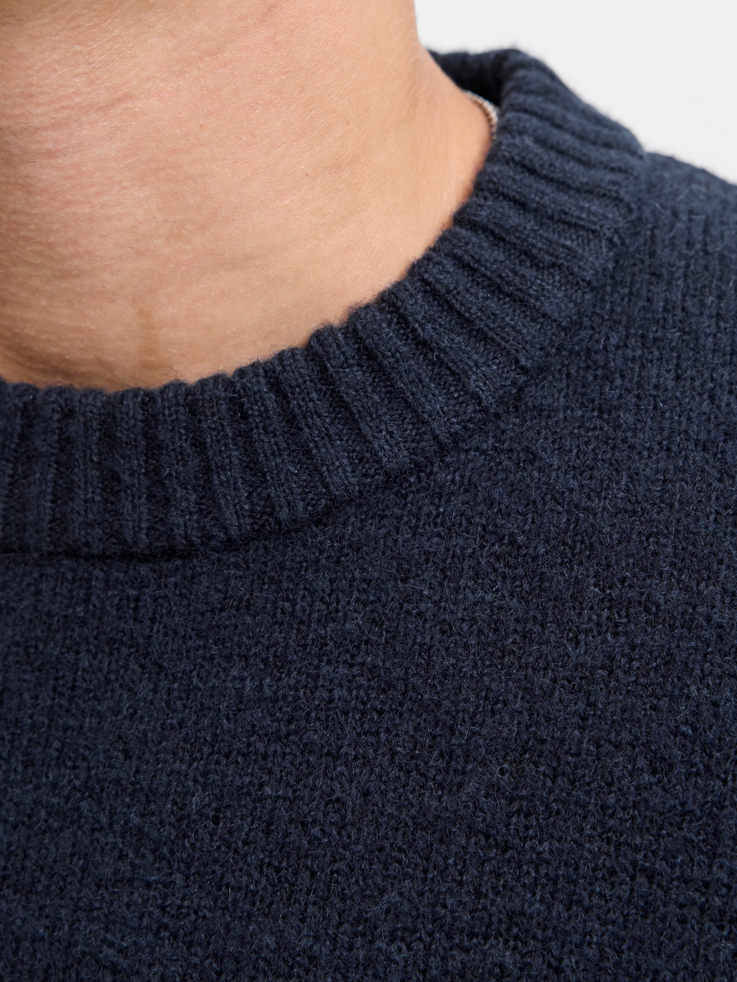 Jack & Jones Rundhalspullover »JJESOHO OLLIE KNIT CREW NECK SN« Materialmix, relaxed fit