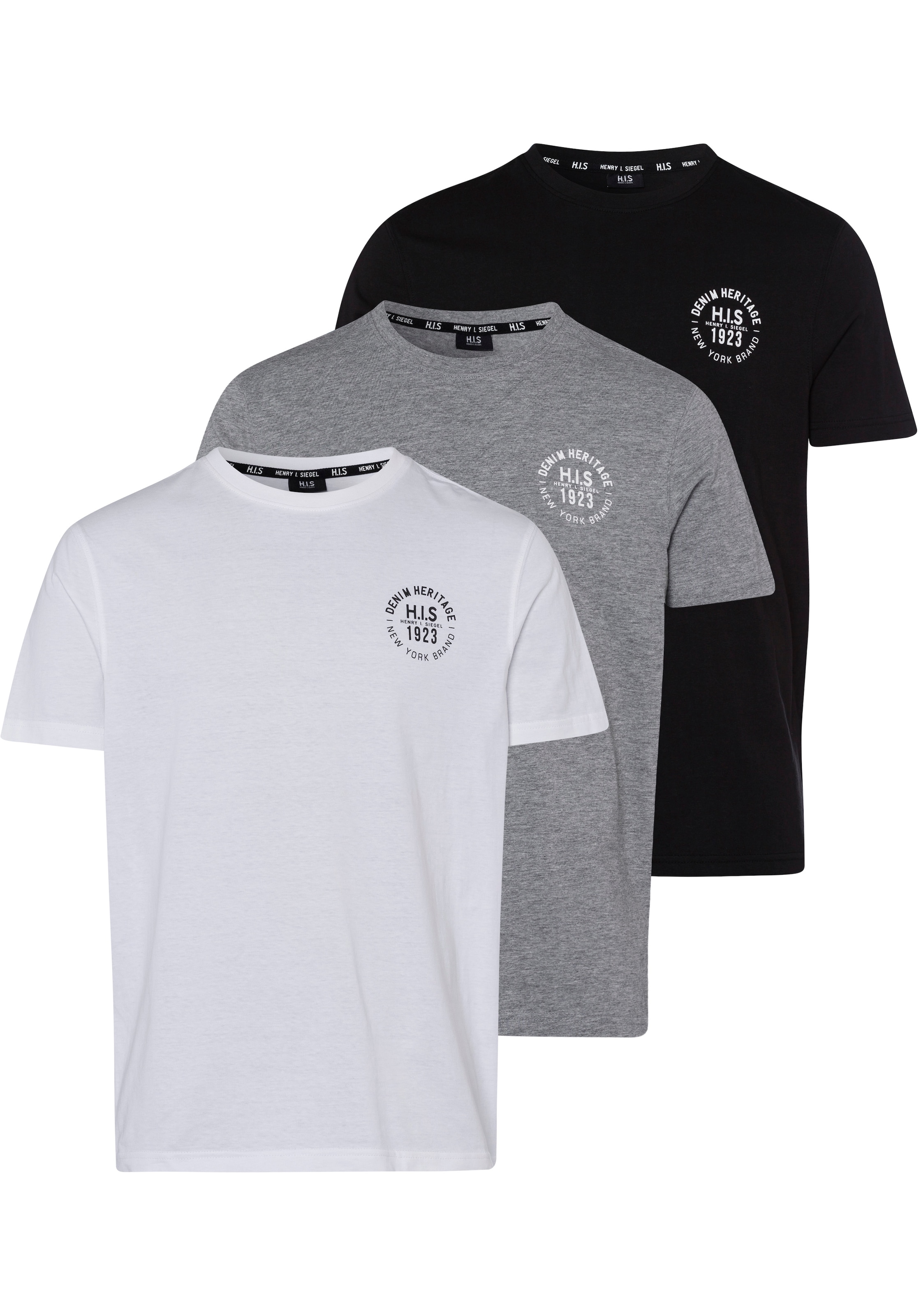 H.I.S T-Shirt Packung, 3er-Pack, 3 Stk. tlg. schmal geschnitten, bedrucktes günstig online kaufen