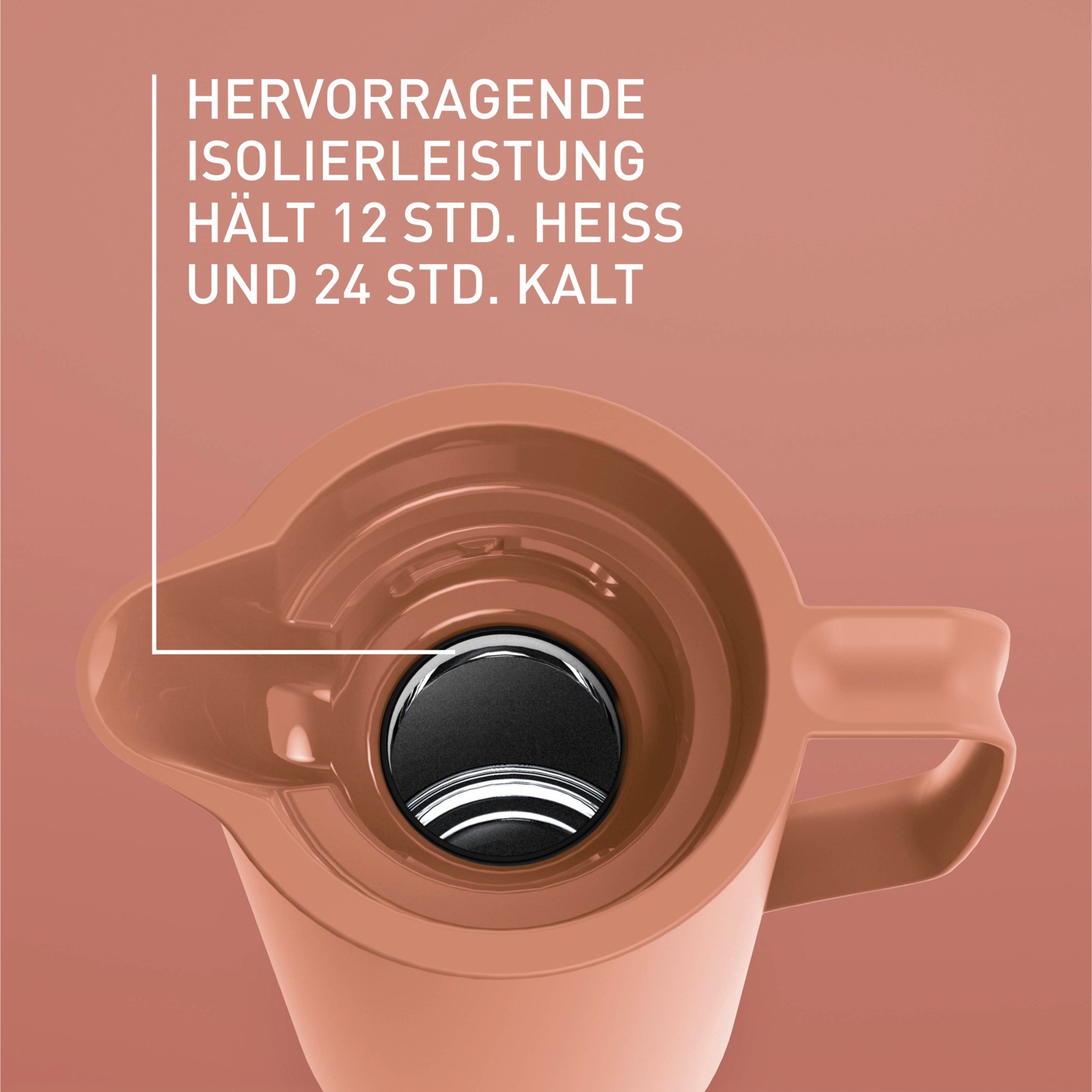 Emsa Isolierkanne »Motiva in modernem Design, 100% auslaufsicher, Made in Germany«, 1 l, (doppelwandiger Glasisolierkolben, bis zu 12h warm/24h kalt), Quick-Press-Deckel, Einhandbedienung, ergonomischer Schraubdeckel