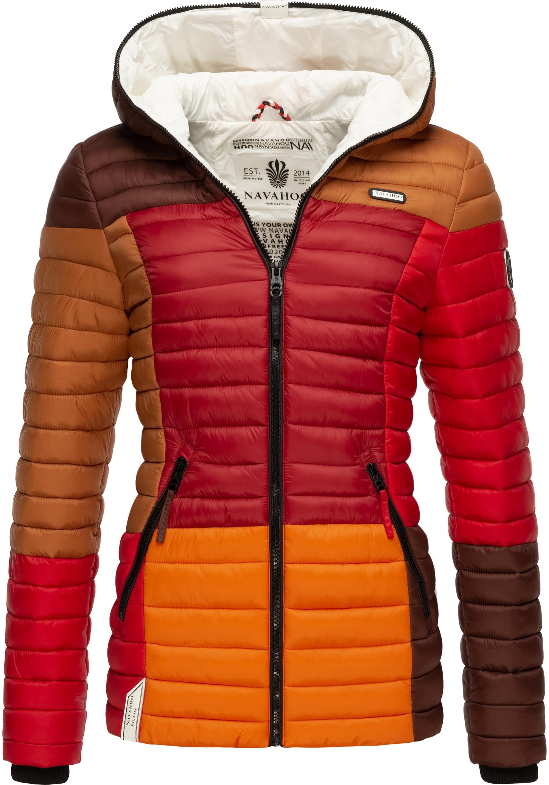 Navahoo Steppjacke "Multikulti", mit Kapuze, stylische Colorblocking Übergangsjacke m. Kapuze