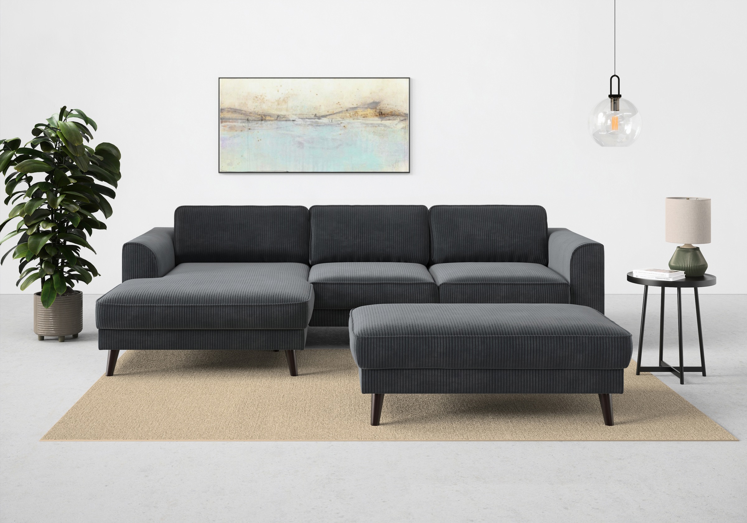 TRENDMANUFAKTUR Ecksofa »Lumber Jack, elegantes Designsofa, zeitlos modern, hoher Sitzkomfort«, wahlweise mit Bettfunktion u. Bettkasten, L-Form