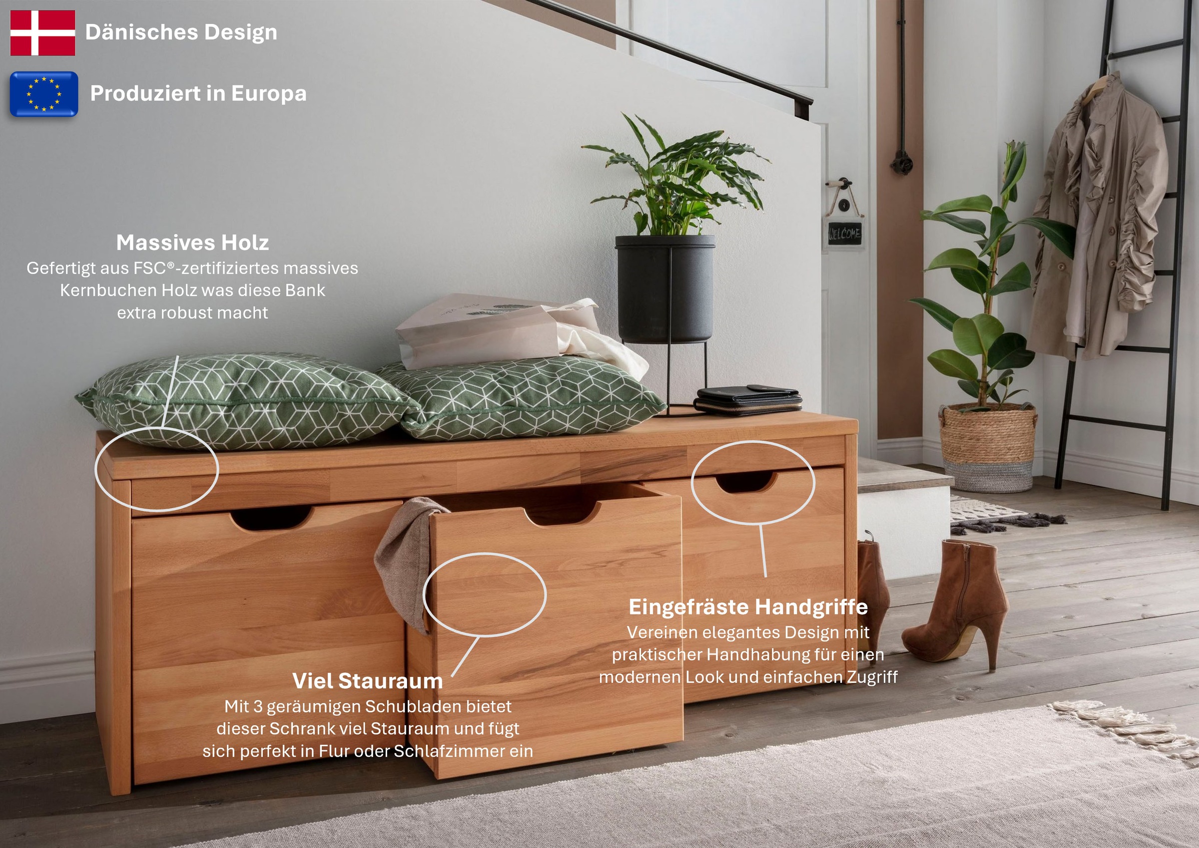Home affaire Schuhbank "Dura Schuhbank incl. Schubladen funktionell und sta günstig online kaufen