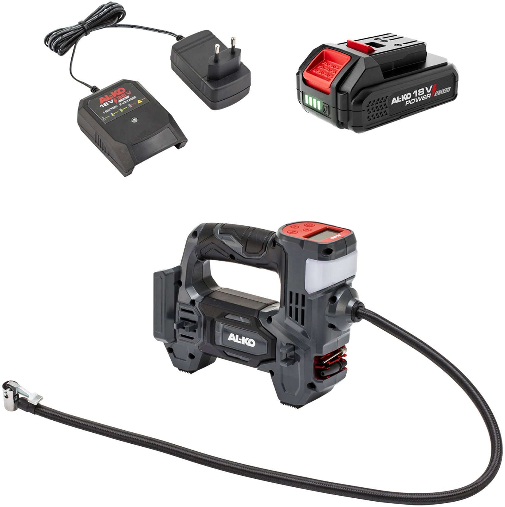AL-KO Akku-Handkompressor "ACD 1810 SET" inkl. 2.0 Ah Li-Ion 18 V / 36 V Akku und Ladegerät