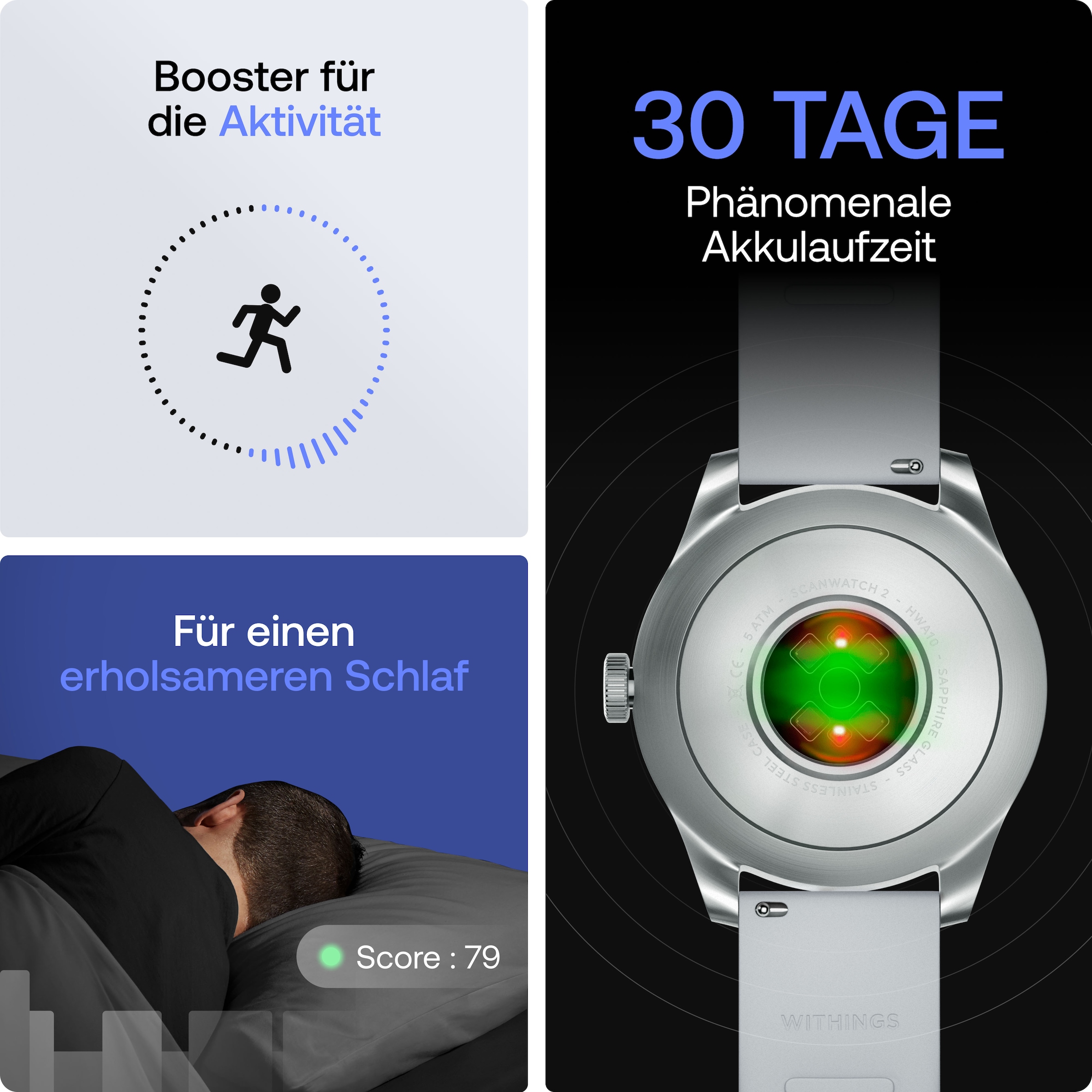 Withings Smartwatch »ScanWatch 2 42mm«, HealthSense OS,)