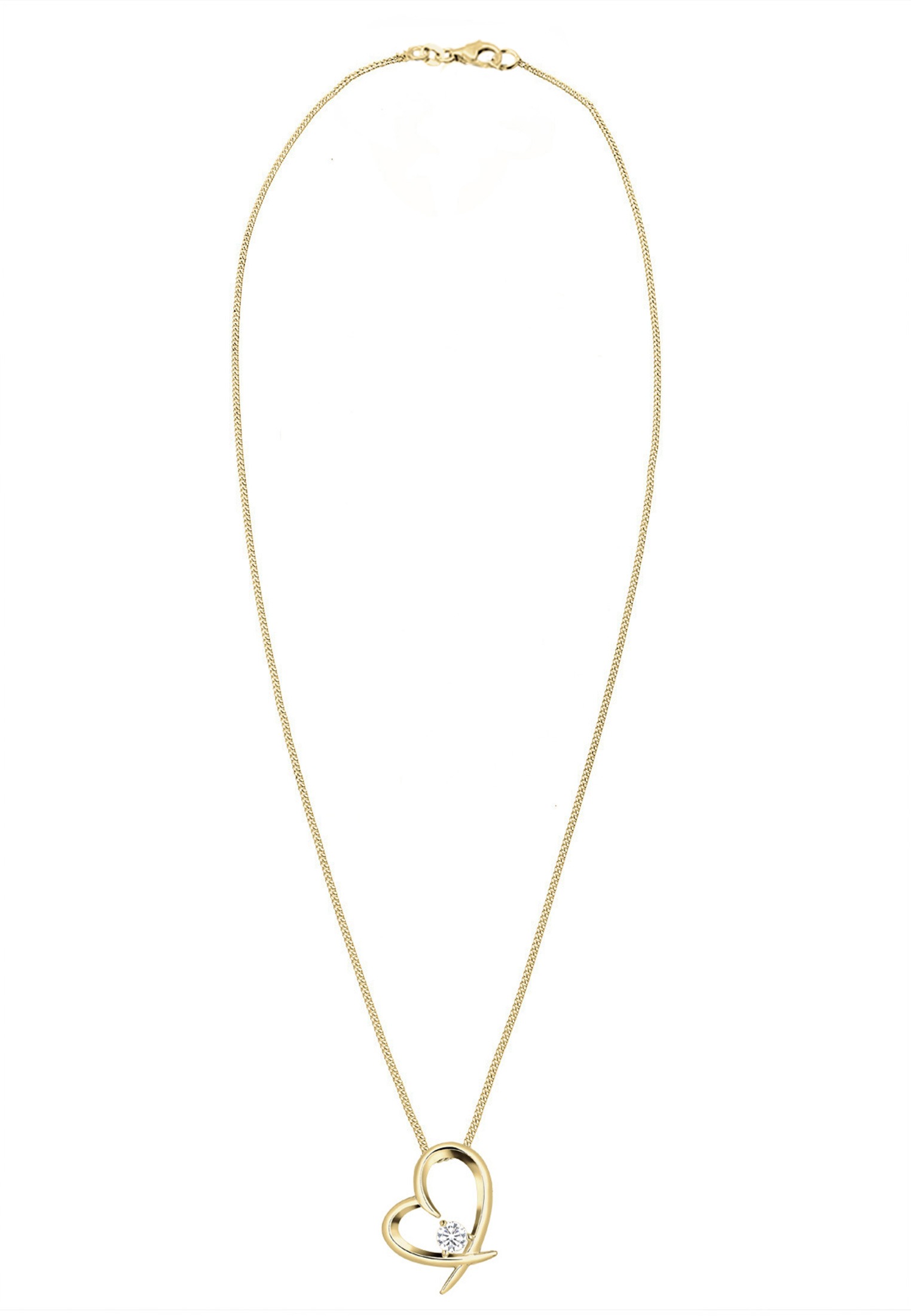 ELLI Herz Geschwungen Zirkonia 925 Silver Necklace Gold 2