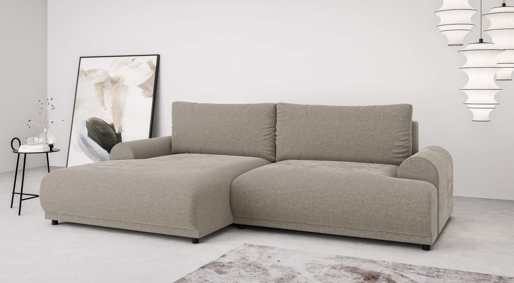 Home affaire Ecksofa "Marsby, mit Bettfunktion und Bettkasten, Maße: B/H/T günstig online kaufen