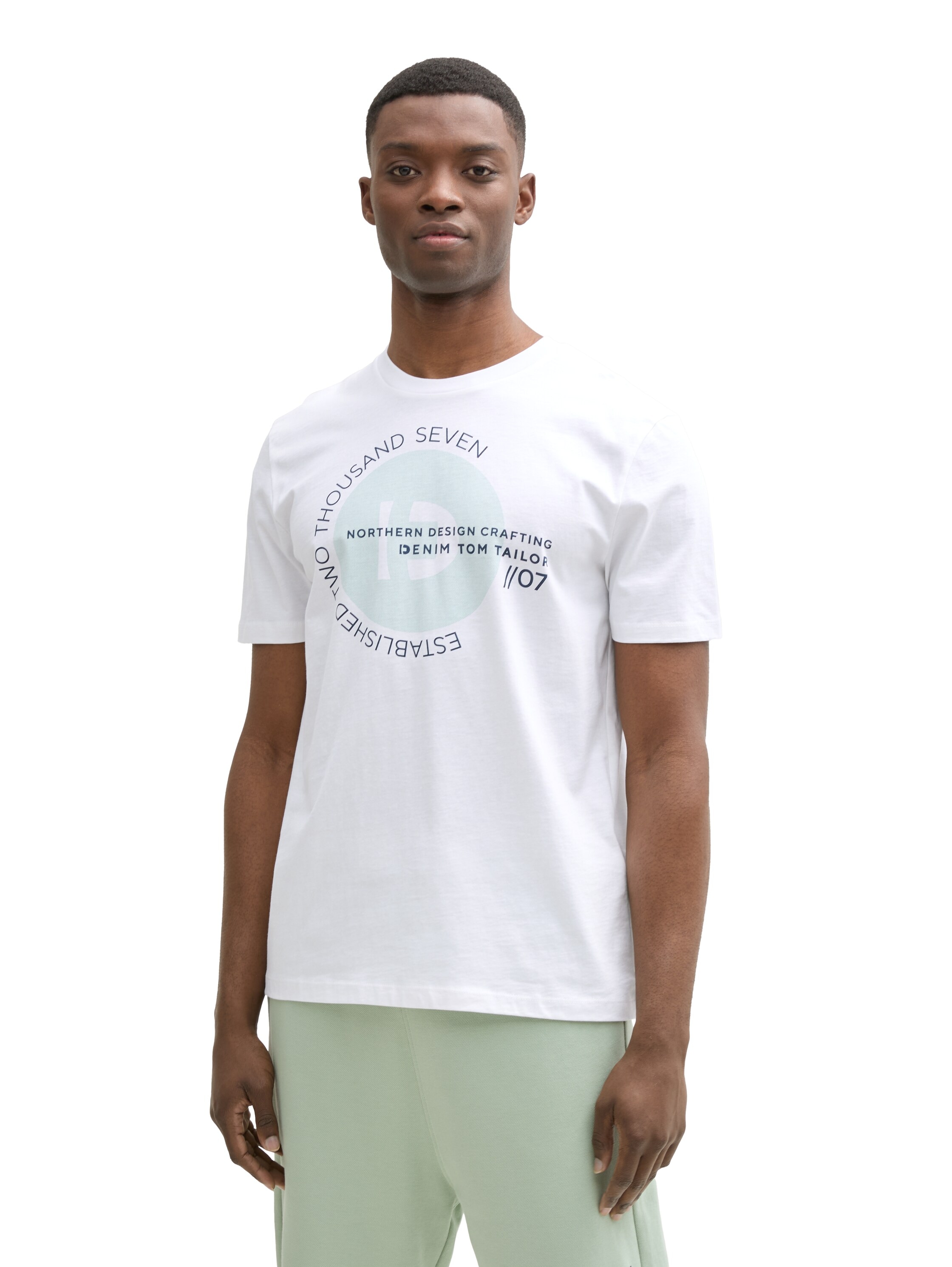 TOM TAILOR Denim Rundhalsshirt mit verschiedenen Logo Prints günstig online kaufen