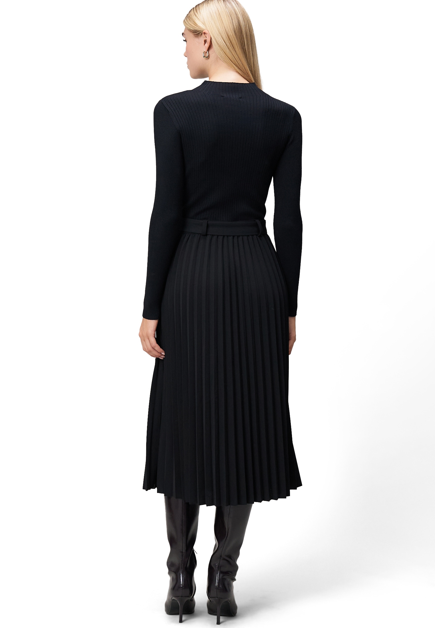 Zero Strickkleid »zero Damen Strickkleid mit Faltenrock«, Gürtel