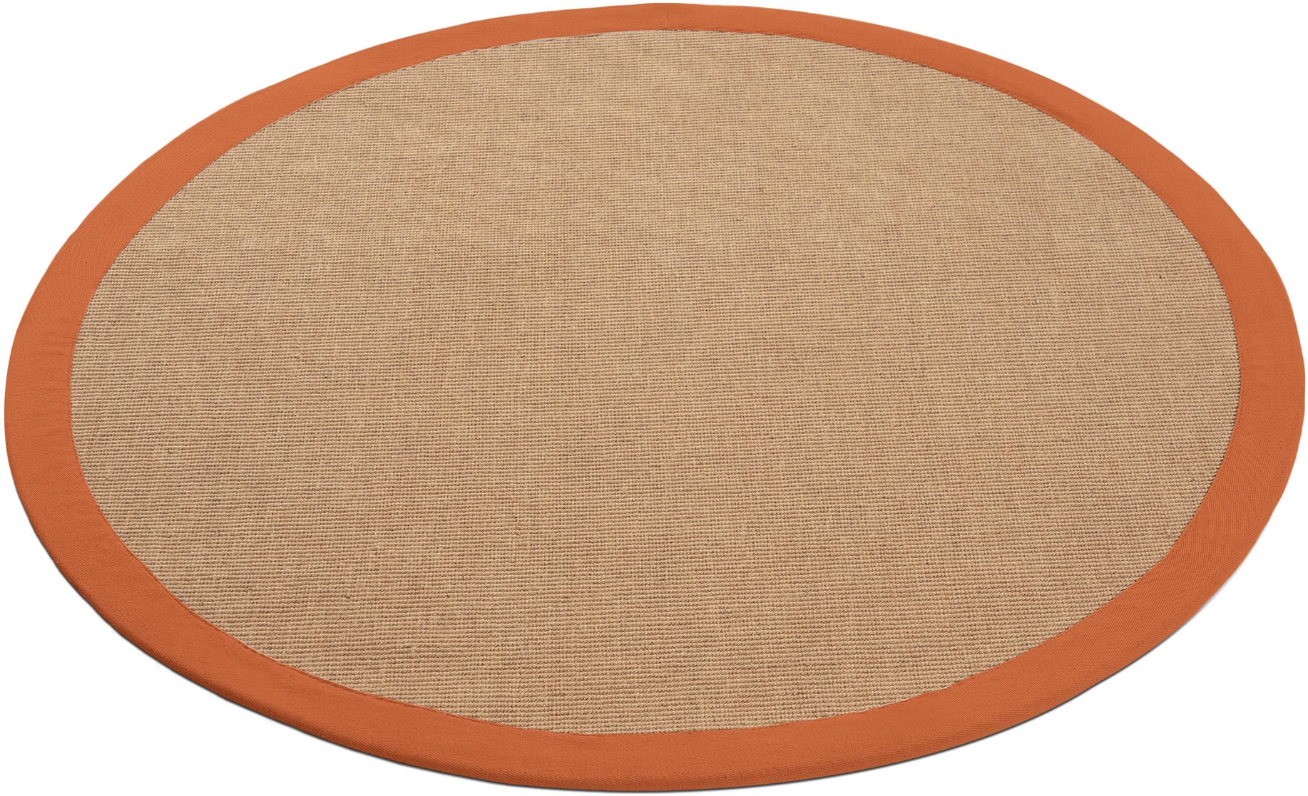 Sisalteppich CARPETFINE "Sisal", orange, H:5mm Ø:160cm, Sisal, Teppiche, Sisalteppich, mit farbiger Bordüre, Anti-Rutsch Rückseite 3