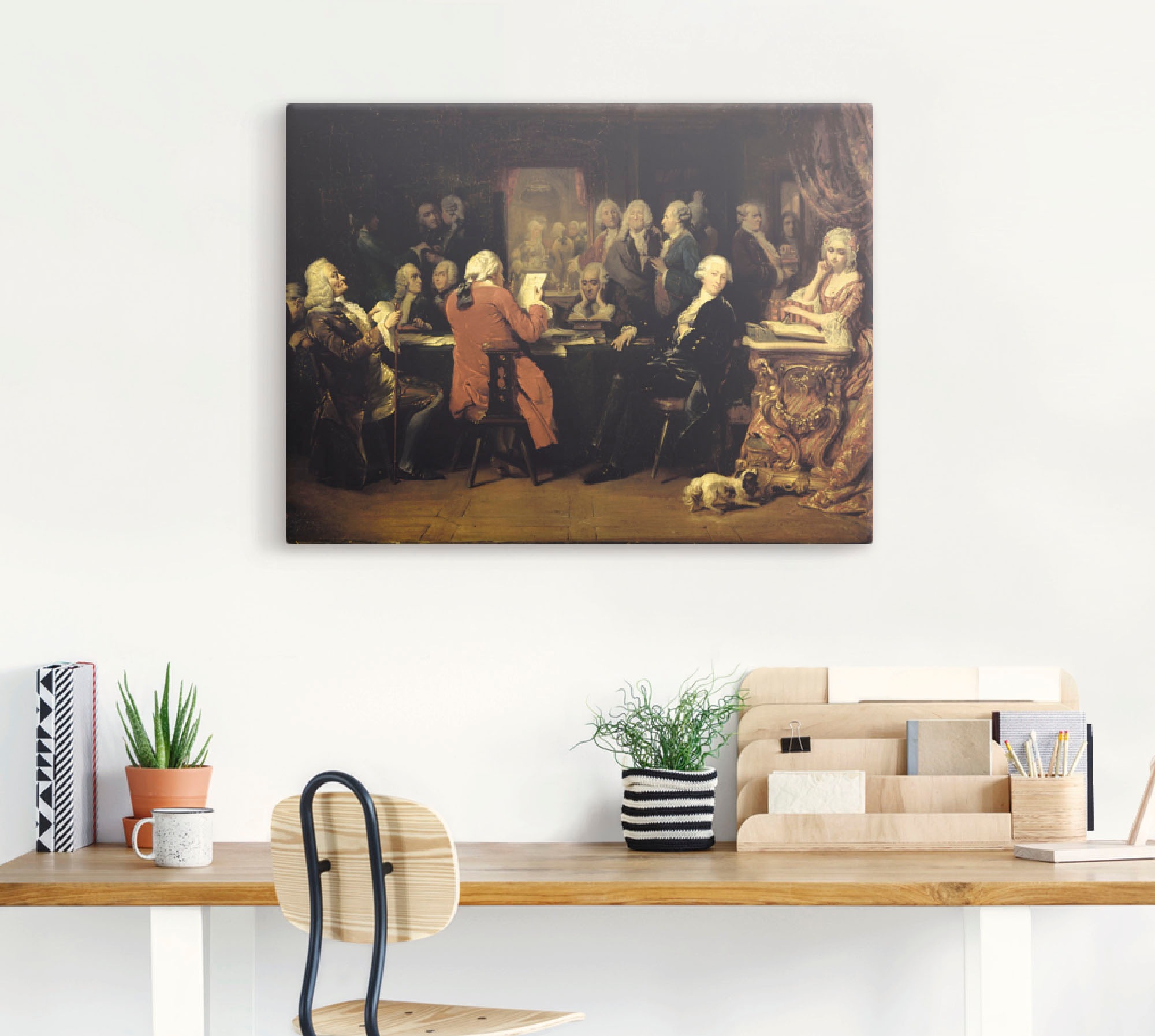 Artland Leinwandbild »Voltaire im Lesezimmer des Café Procope.«, Menschen, (1 St.), auf Keilrahmen gespannt