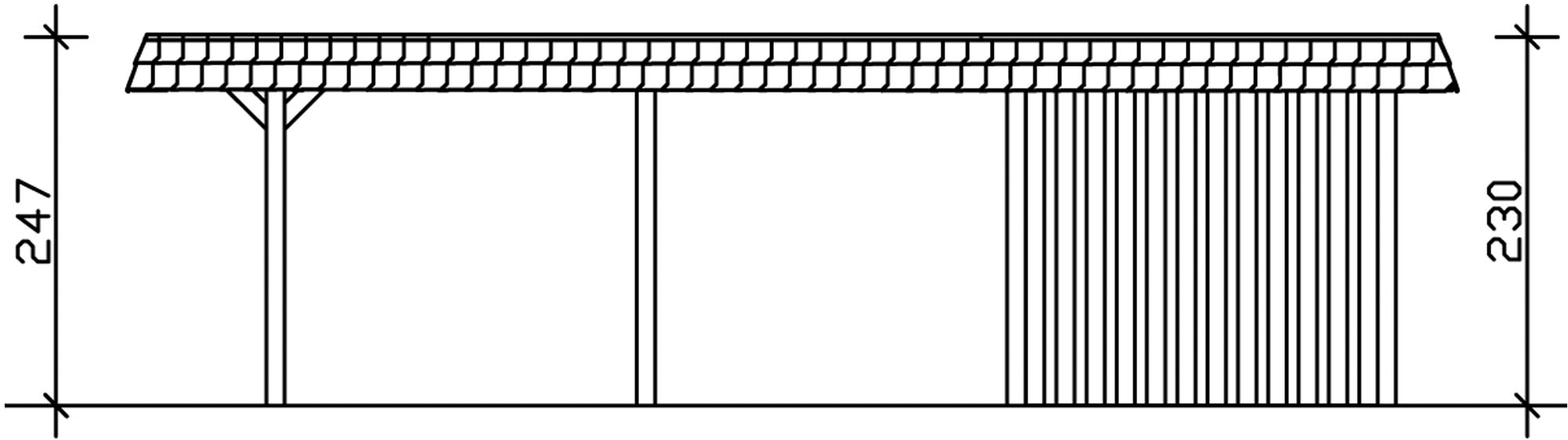 Skanholz Einzelcarport »Wendland«, Leimholz-Fichte, 341 cm, Eiche hell, mit Abstellraum mit Aluminiumdach, rote Blende
