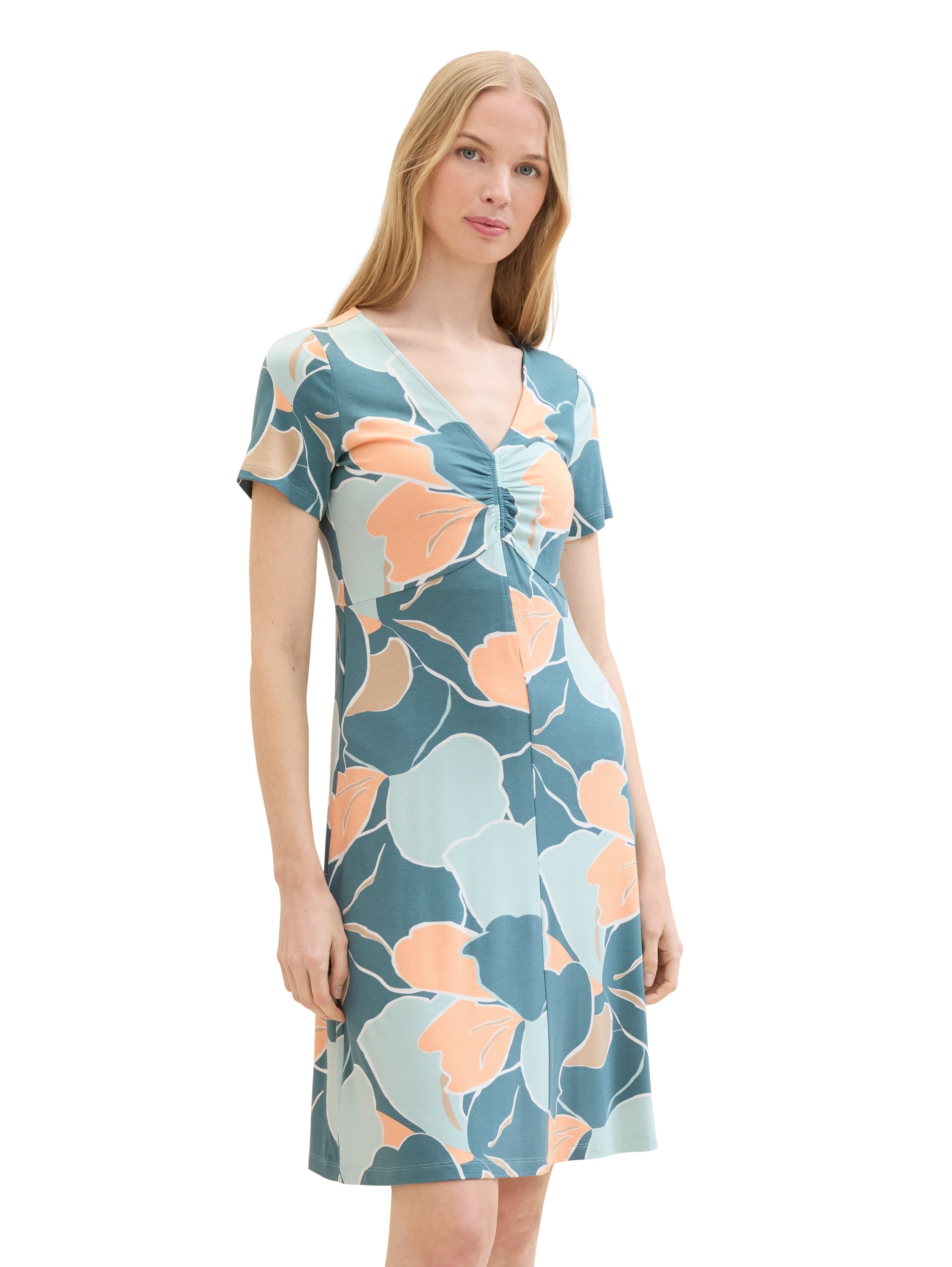 Tom Tailor Minikleid Mit Allover Print Und V Ausschnitt Kaufen Baur