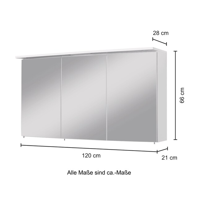 MÖBEL mit 120 Breite Spiegelschrank | bestellen BAUR »Flex«, HELD cm, 3D-Spiegeleffekt