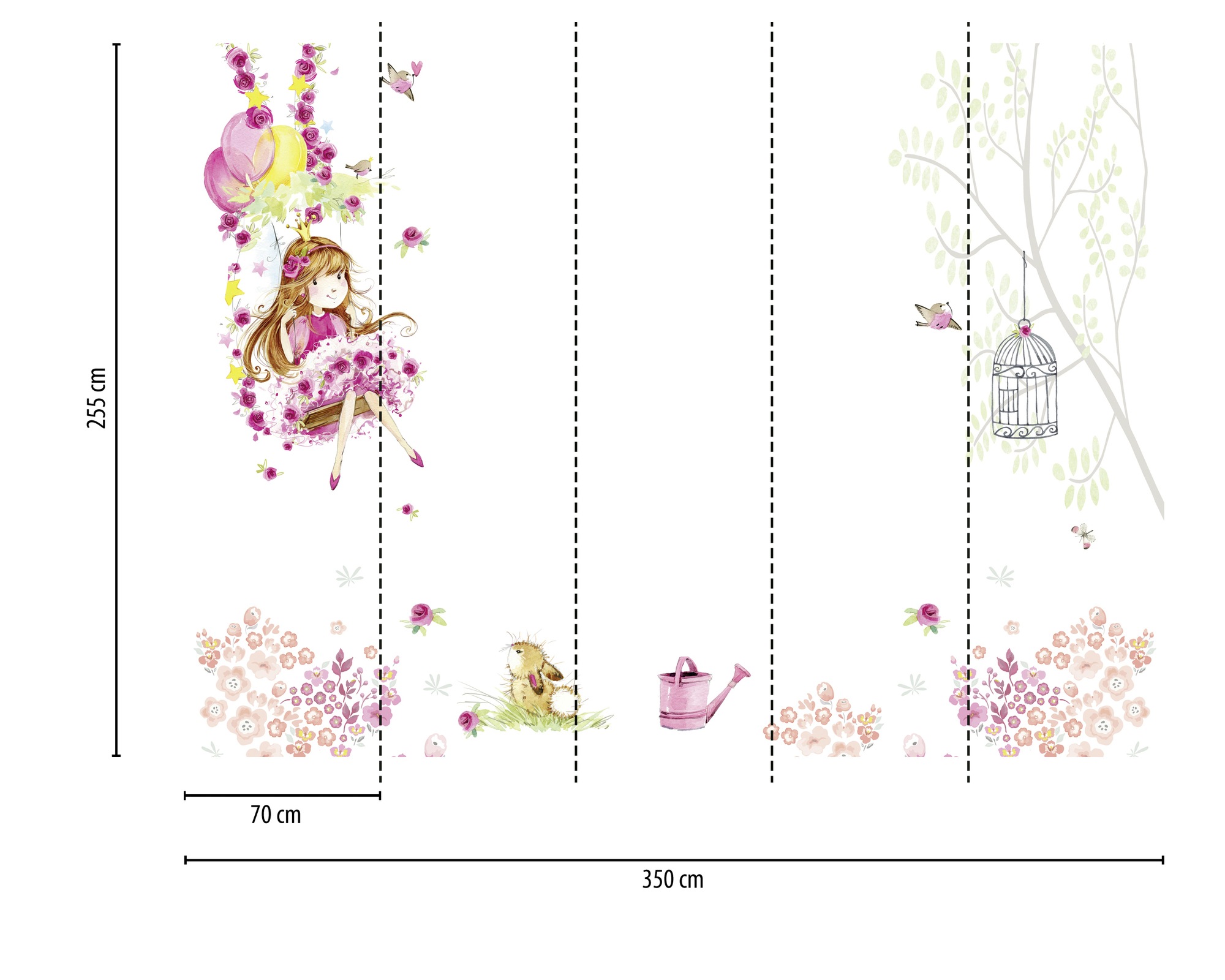 Thumbnail - A.S. Création Vliestapete "Kinderzimmer Fototapete Schaukel Rosa Weiß" matt strukturiert