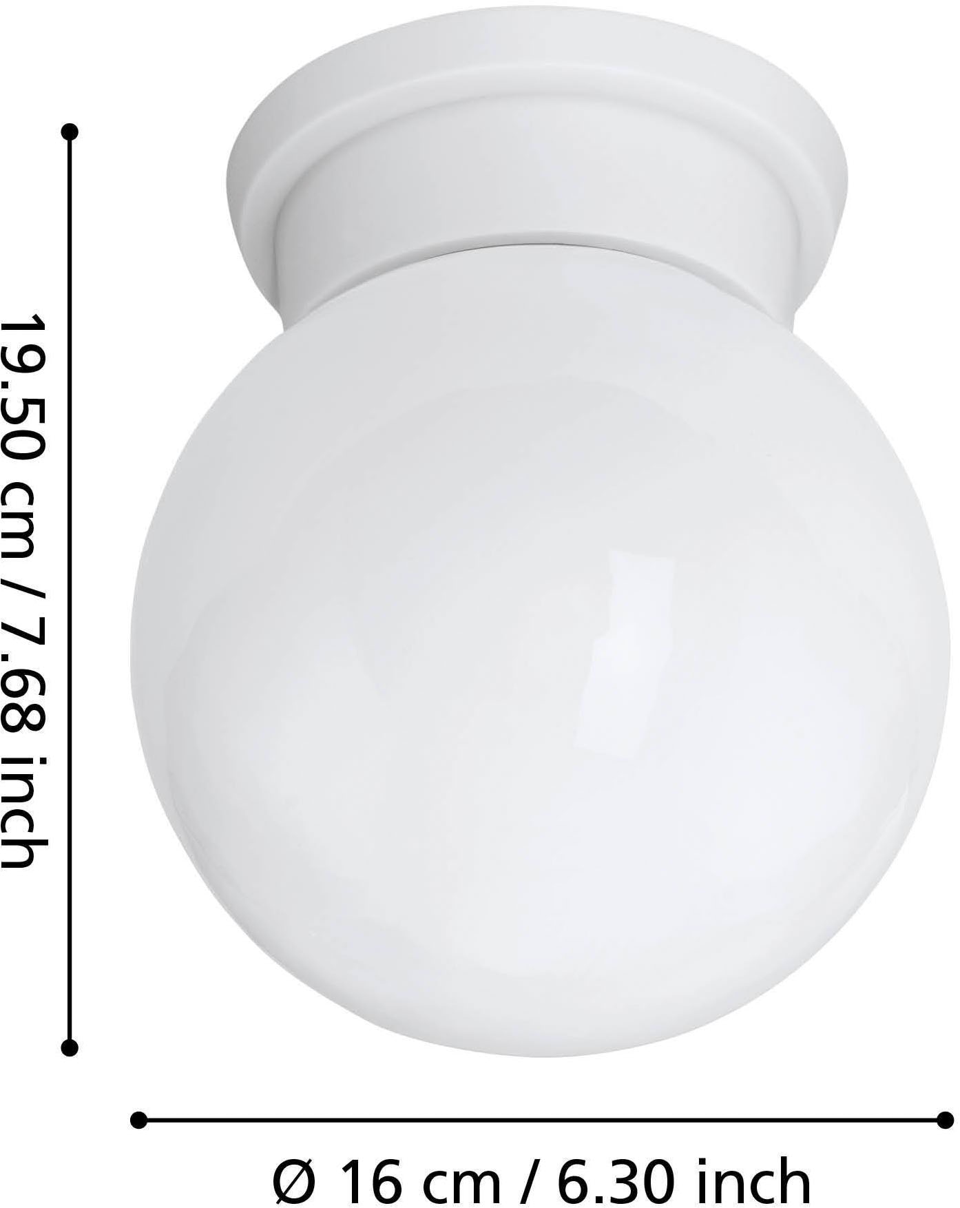EGLO LED Deckenleuchte »DURELO Flurlampe, Bürolampe, modern, 1-flammig«, 1 flammig, Leuchtmittel E27 | ohne Leuchtmittel, Deckenleuchte modern, aus Kunststoff und Glas, Küchenlampe, Lampe, E27