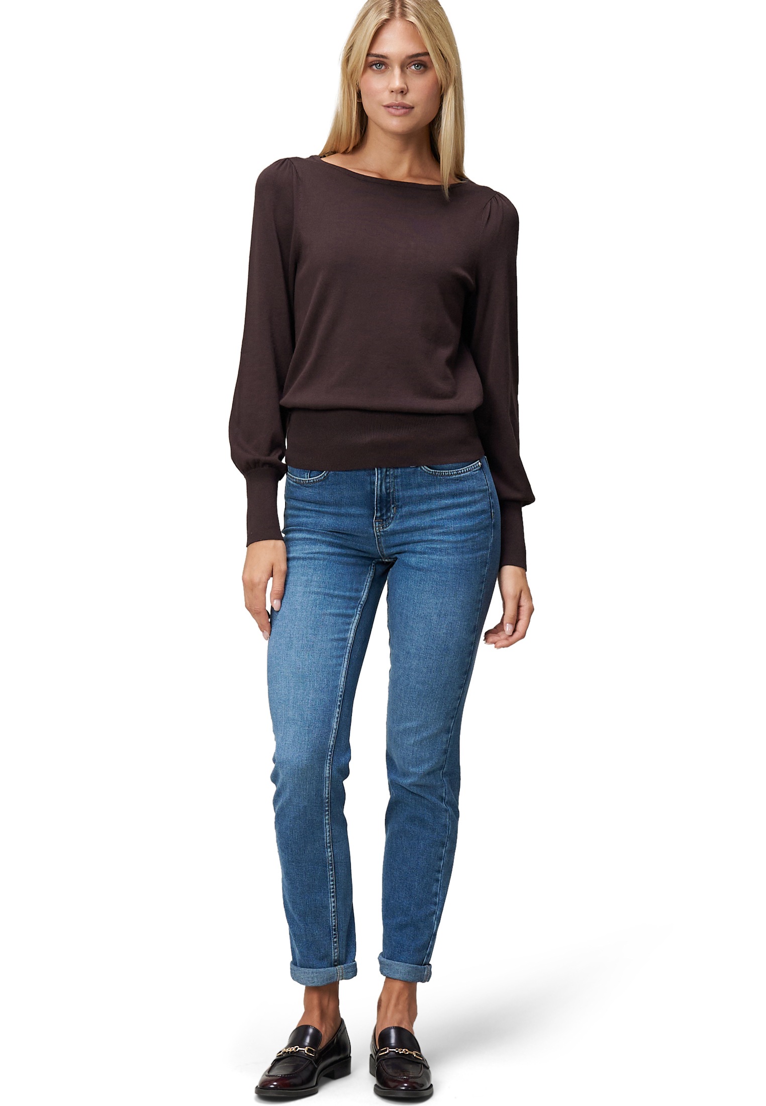 Zero Strickpullover »zero Damen Strickpullover mit Ballonärmeln«, (1 tlg.), Plain/ohne Details