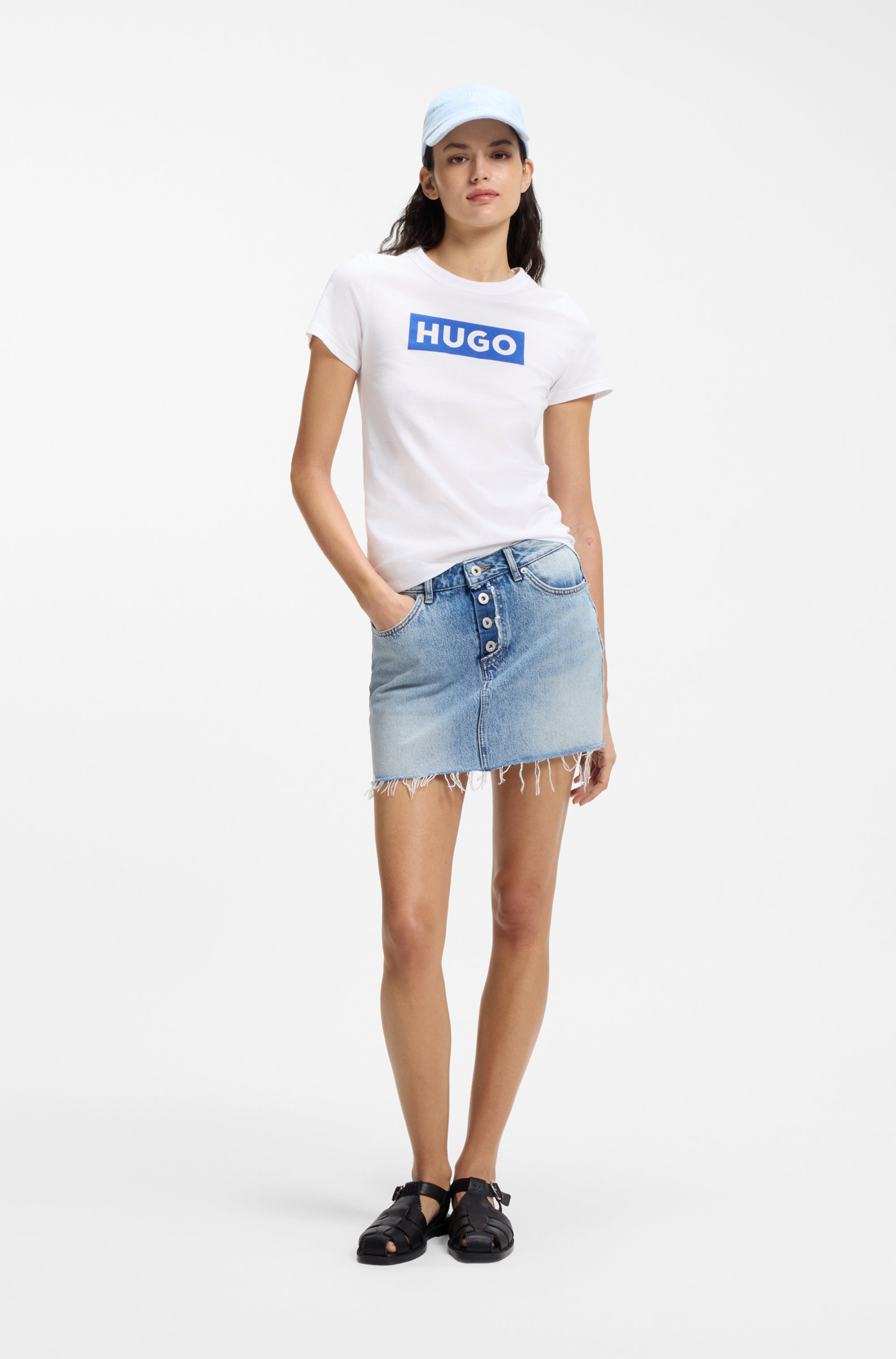 Thumbnail - HUGO Blue T-Shirt "Classic Tee" mit Rundhals, Logodruck