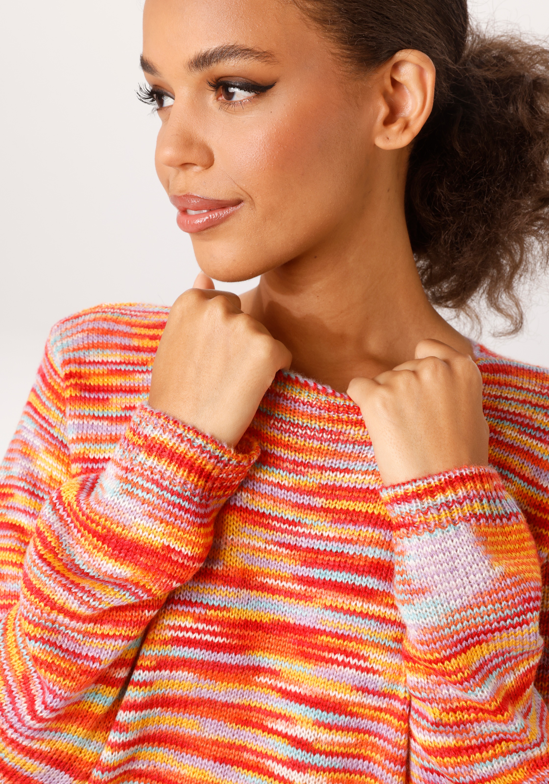 Thumbnail - Aniston CASUAL Strickpullover aus farbenfrohen Effektgarn - jedes Teil ein Unikat - NEUE KOLLEKTION