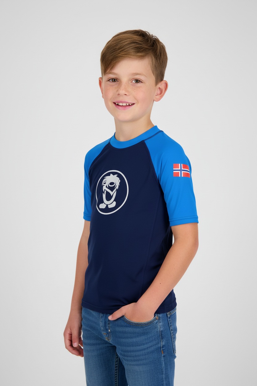 Funktionsshirt TROLLKIDS "KIDS KVALVIKA T", Mädchen, Gr. 92, blau (navy, medium blau), Obermaterial: 90% Polyester, 10% Elasthan, Shirts Funktionsshirt, für Kinder und Jugendliche, kurzärmlig, mit UV-Schutzfaktor 50+