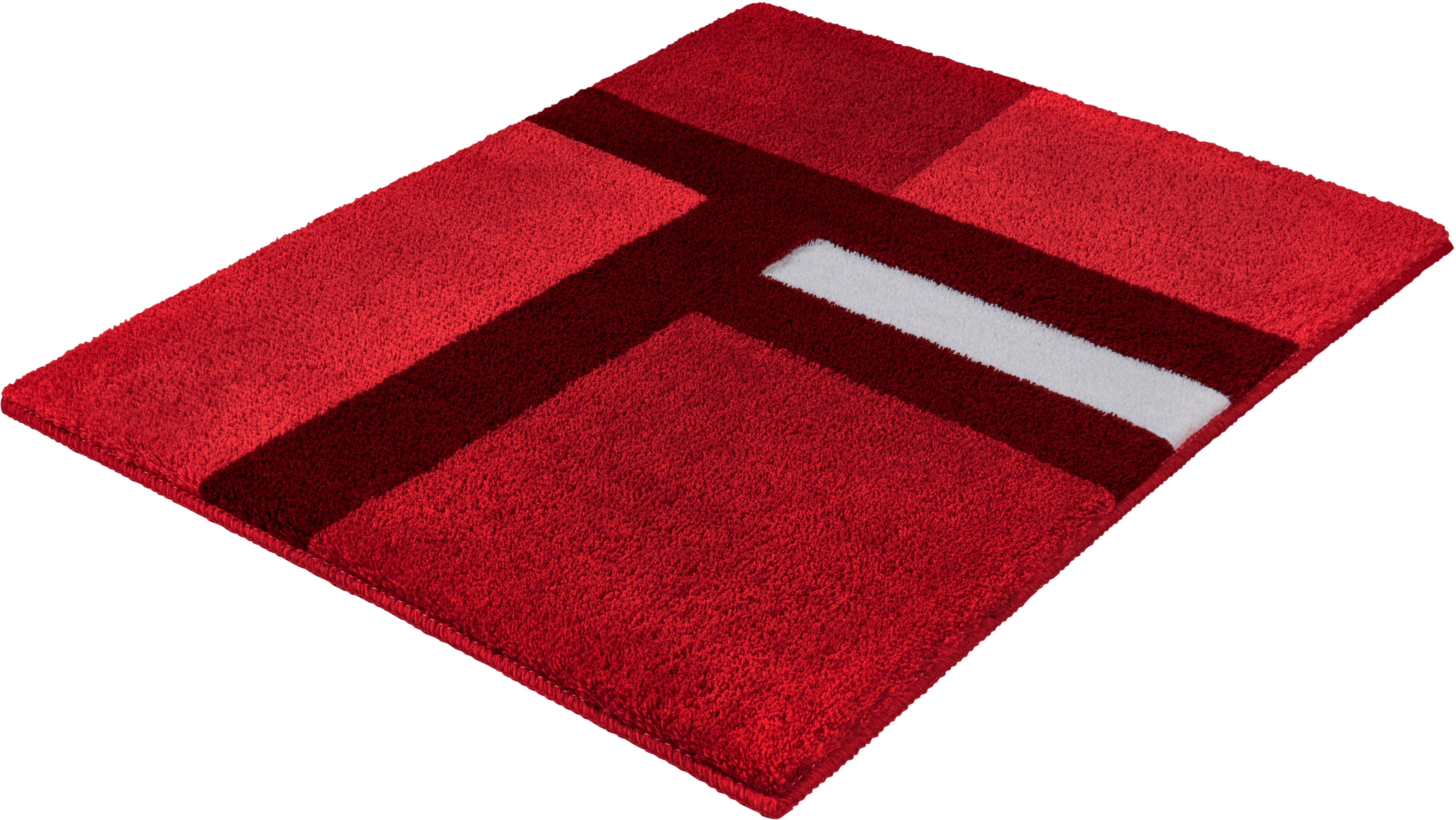 Kleine Wolke Badematte ""Ariana", Badvorleger, Badezimmer Teppich" Höhe 20 mm rutschhemmend beschichtet fußbodenheizungsgeeignet Geometrisches Design mit kontrastierendem Mittelstreifen
