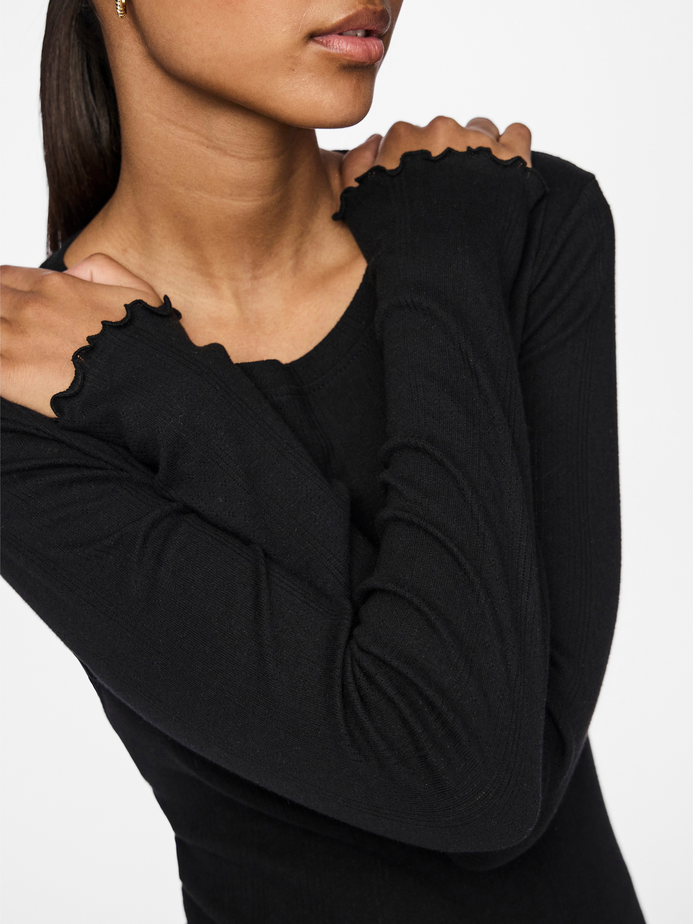 pieces Langarmshirt "PCMARIE LS O-NECK POIN TOP JRS NOOS BC" günstig online kaufen