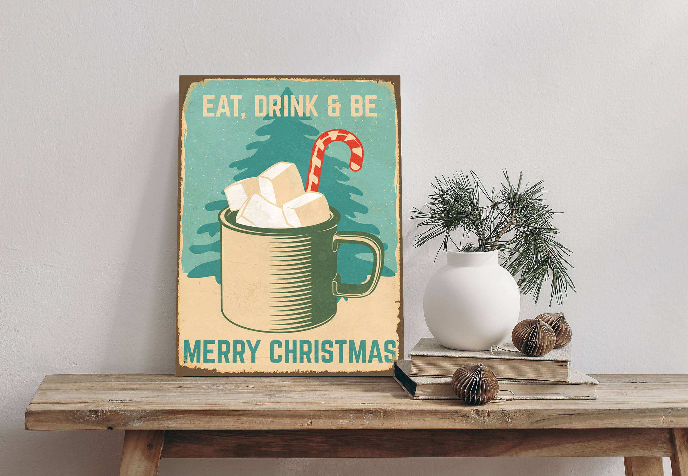 queence Alu-Dibond-Druck »Drink«, (1 St.), Marshmallow, Christmas, Schild