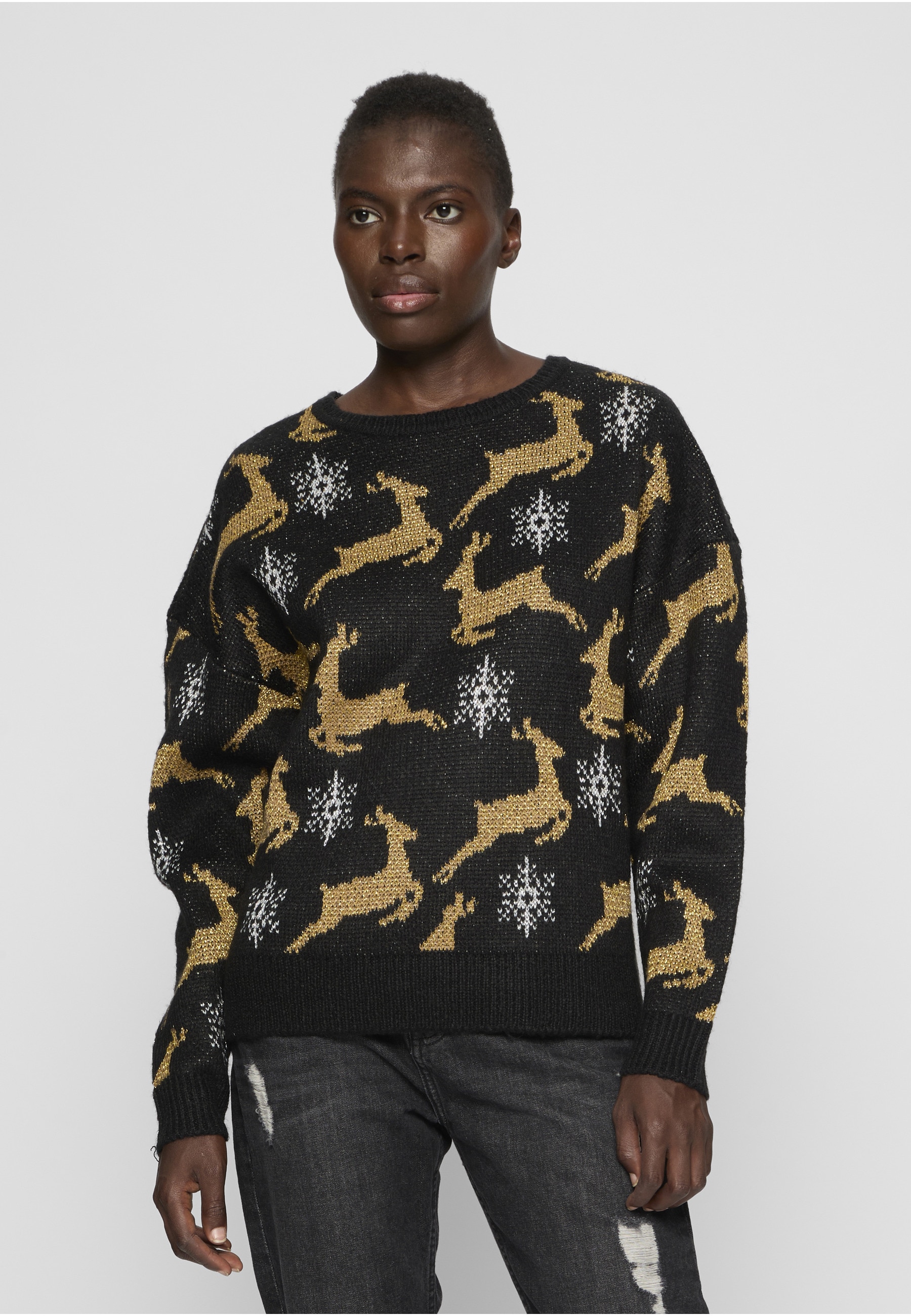 URBAN CLASSICS Rundhalspullover »Urban Classics Damen Ladies Oversized Christmas Sweater« 1 Stk.
