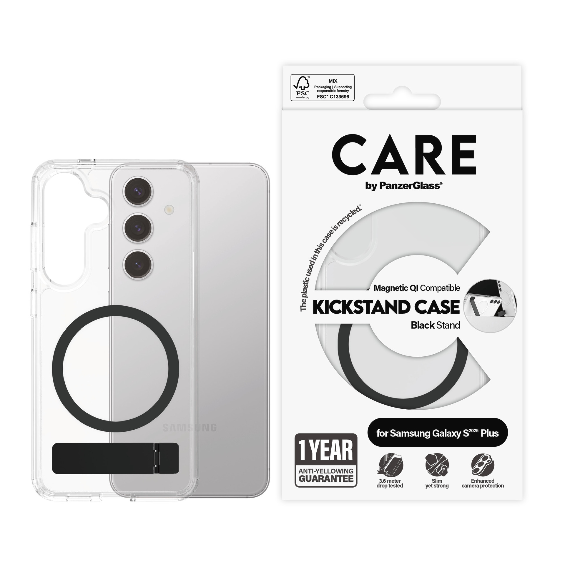 CARE by PanzerGlass Handyhülle »Magnetic QI Compatible Kickstand Case für Samsung Galaxy S25 Plus«,...