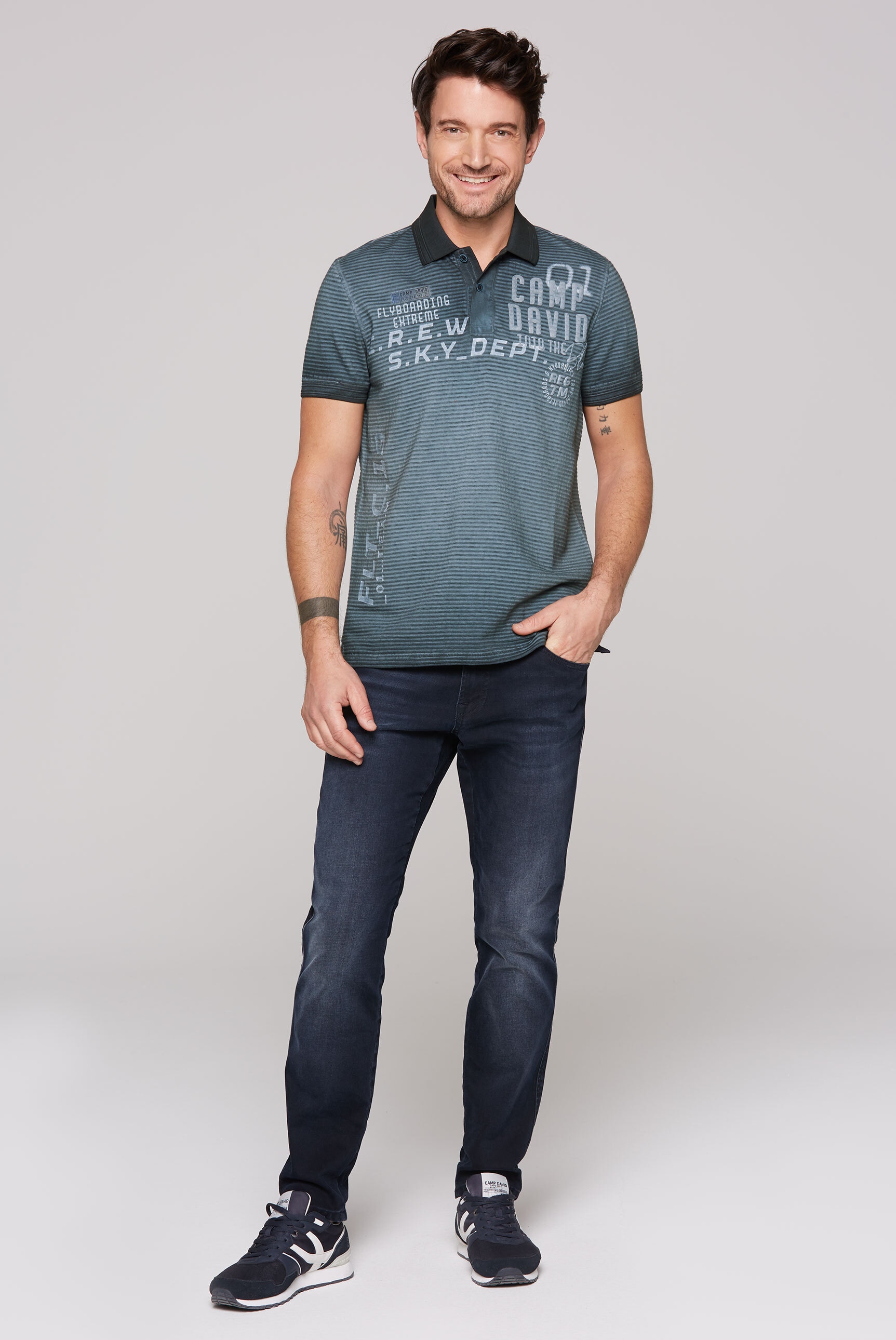 CAMP DAVID Poloshirt, mit Seitenschlitze
