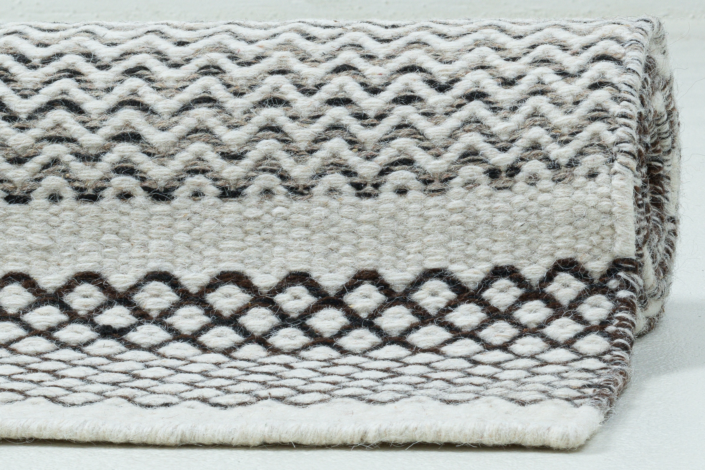 my home Wollteppich »Diemlern«, rechteckig, 10 mm Höhe, Handweb Teppich, reine Wolle, gestreift, modernes Design, Wohnzimmer