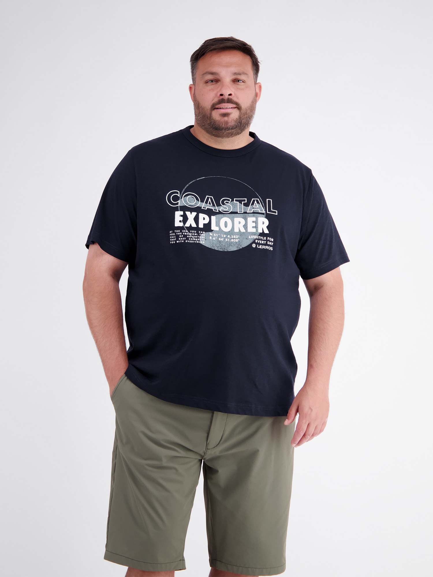LERROS T-Shirt "T-Shirt mit O-Neck in großen Größen"