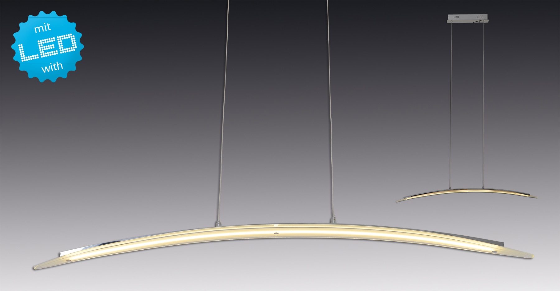näve LED Pendelleuchte »Surf«, 1 flammig, Leuchtmittel LED-Modul | LED fest integriert, chromfarben, dimmbar mit Phasenan- und -abschnitt Dimmer, L: 100cm