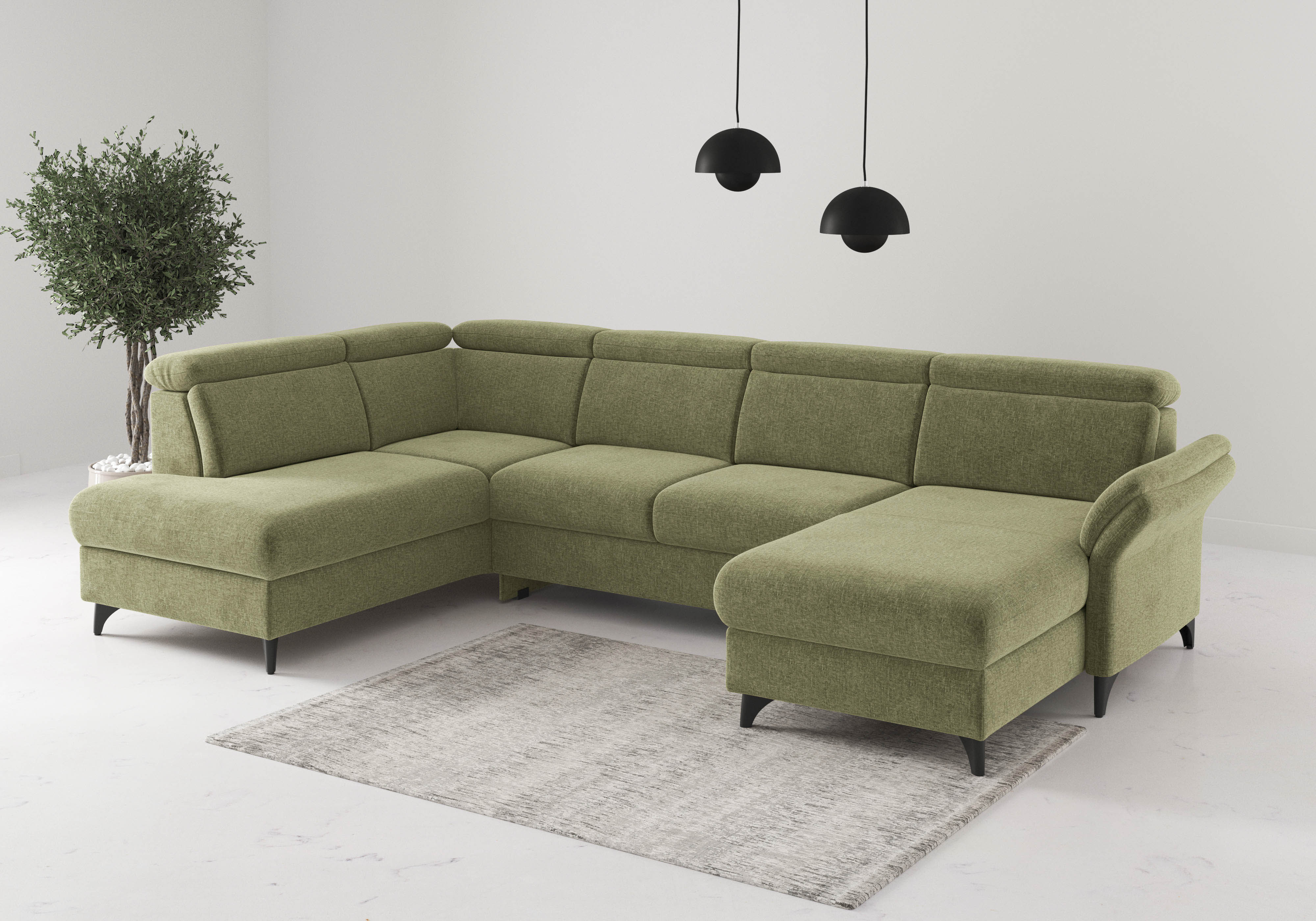 sit&more Wohnlandschaft "Glendale, U-Form" inkl. Kopfteilverstellung,wahlweise mit Vorziehsitz und Bettkasten