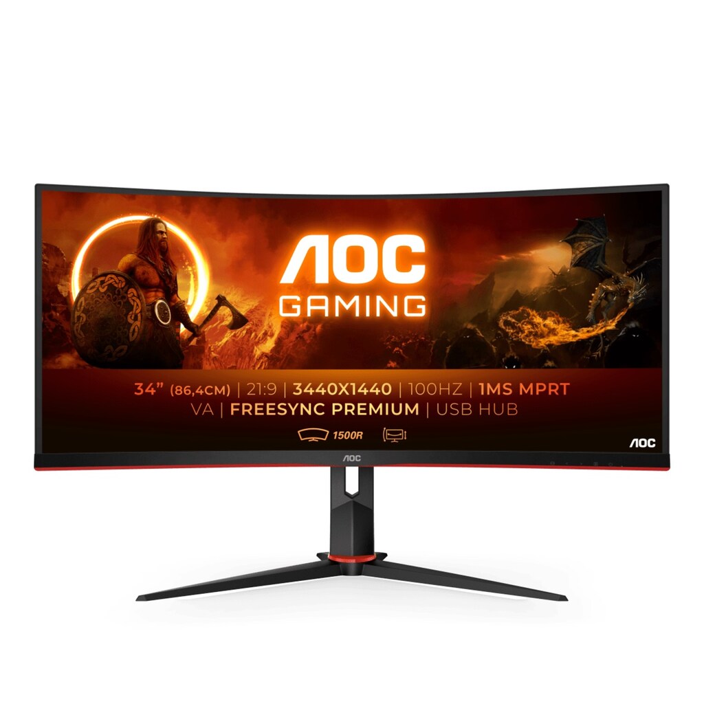 AOC Gaming-Monitor »CU34G2/BK«, 86 cm/34 Zoll, 3440 x 1440 px, QHD+, 1 ms Reaktionszeit, 100 Hz