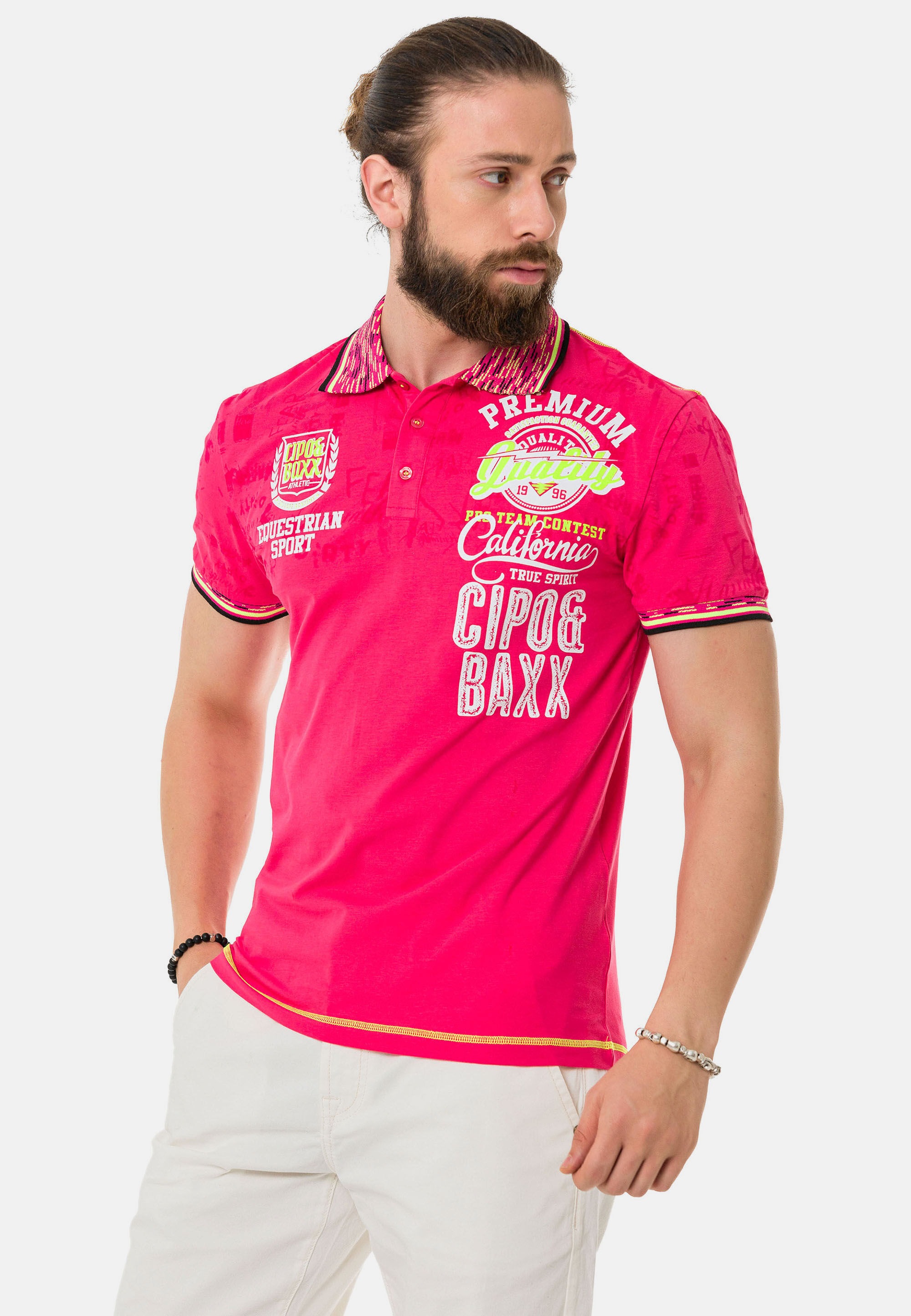 Cipo & Baxx T-Shirt »Poloshirt«, mit stylischem Print