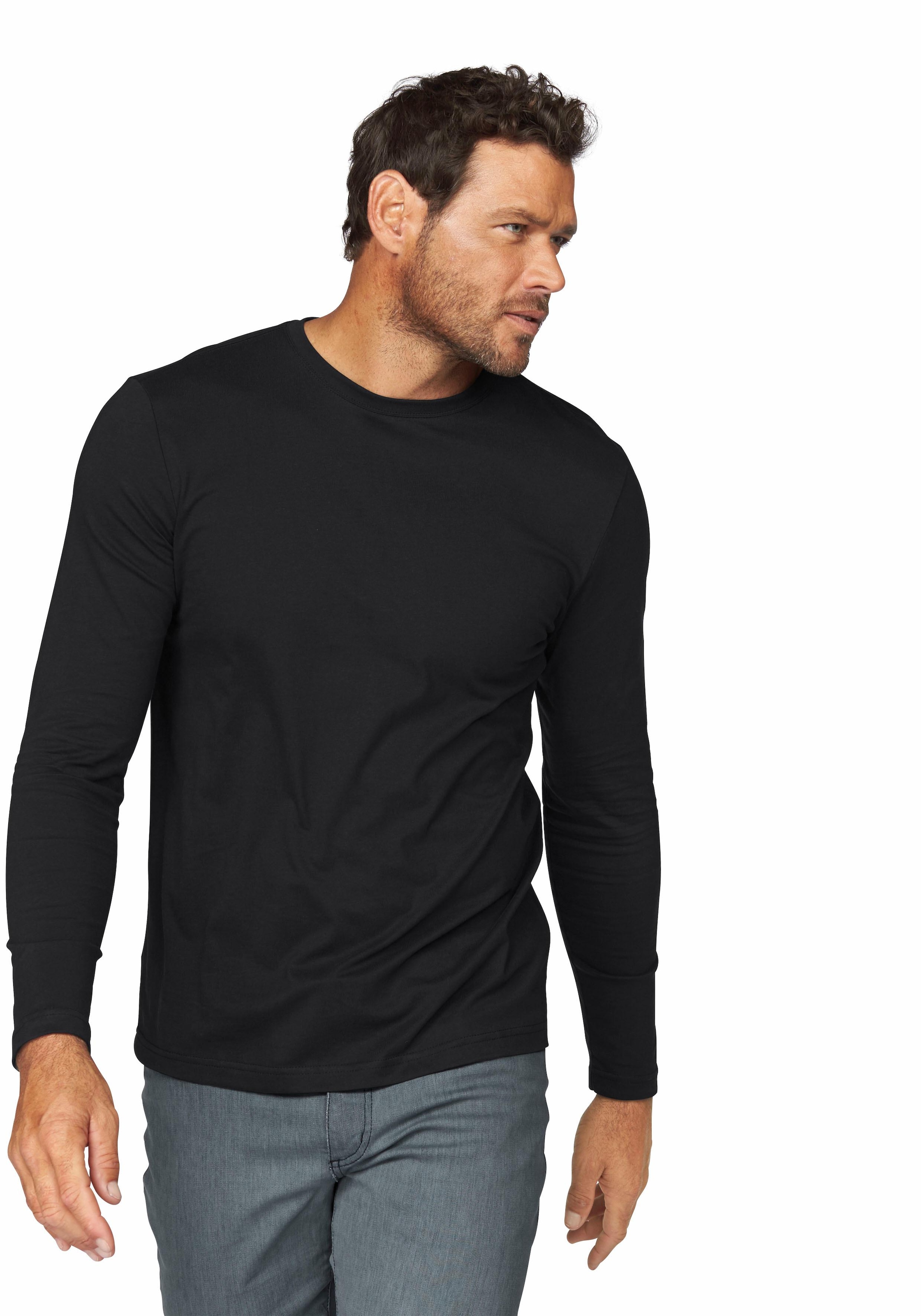 Man's World Langarmshirt »neue Farbe !«, (3er-Pack), Langarm, unifarben, aus Baumwolle, im 3er-Pack