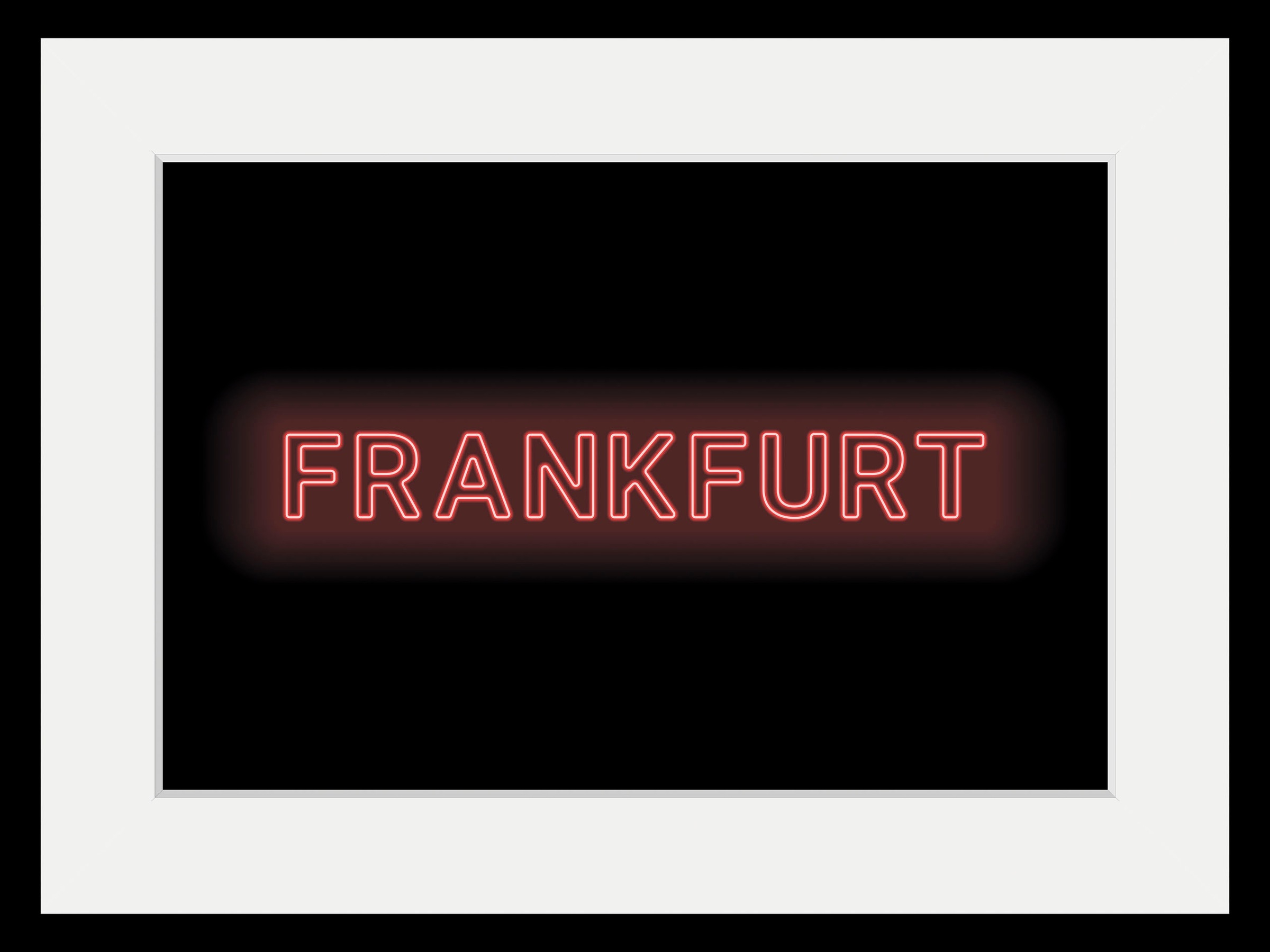 queence Bild »FRANKFURT LIGHTS«, Städte-Stadt-Deutschland-Schriftzug-Frankfurt am Main, (1 St.), HD Premium Poster-Druck inkl. Holzrahmen