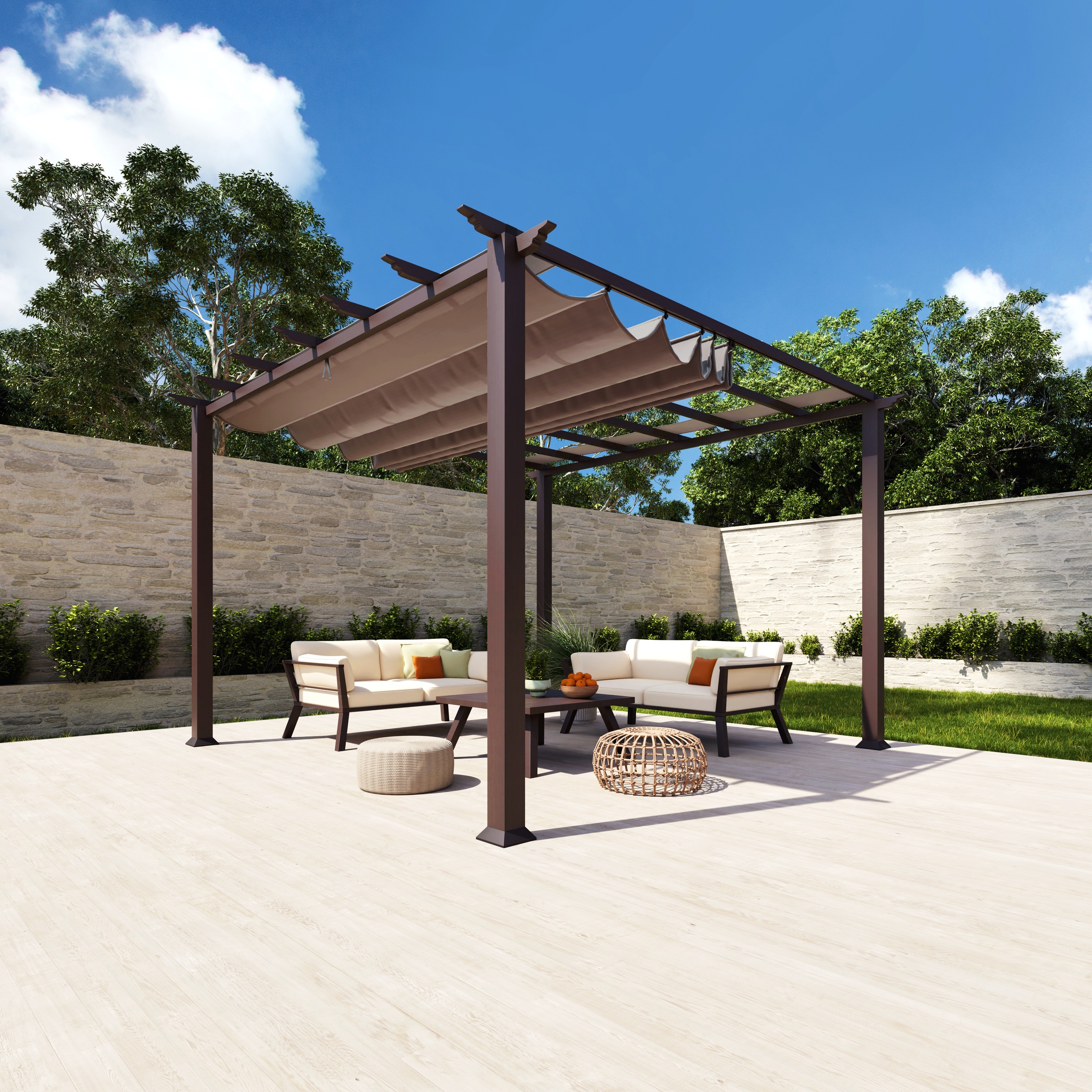 Pavillon PARAGON "FLORIDA", braun, B/H/T: 235cm, Pavillons, Aluminiumpavillon mit verstellbarem Sonnensegel 2