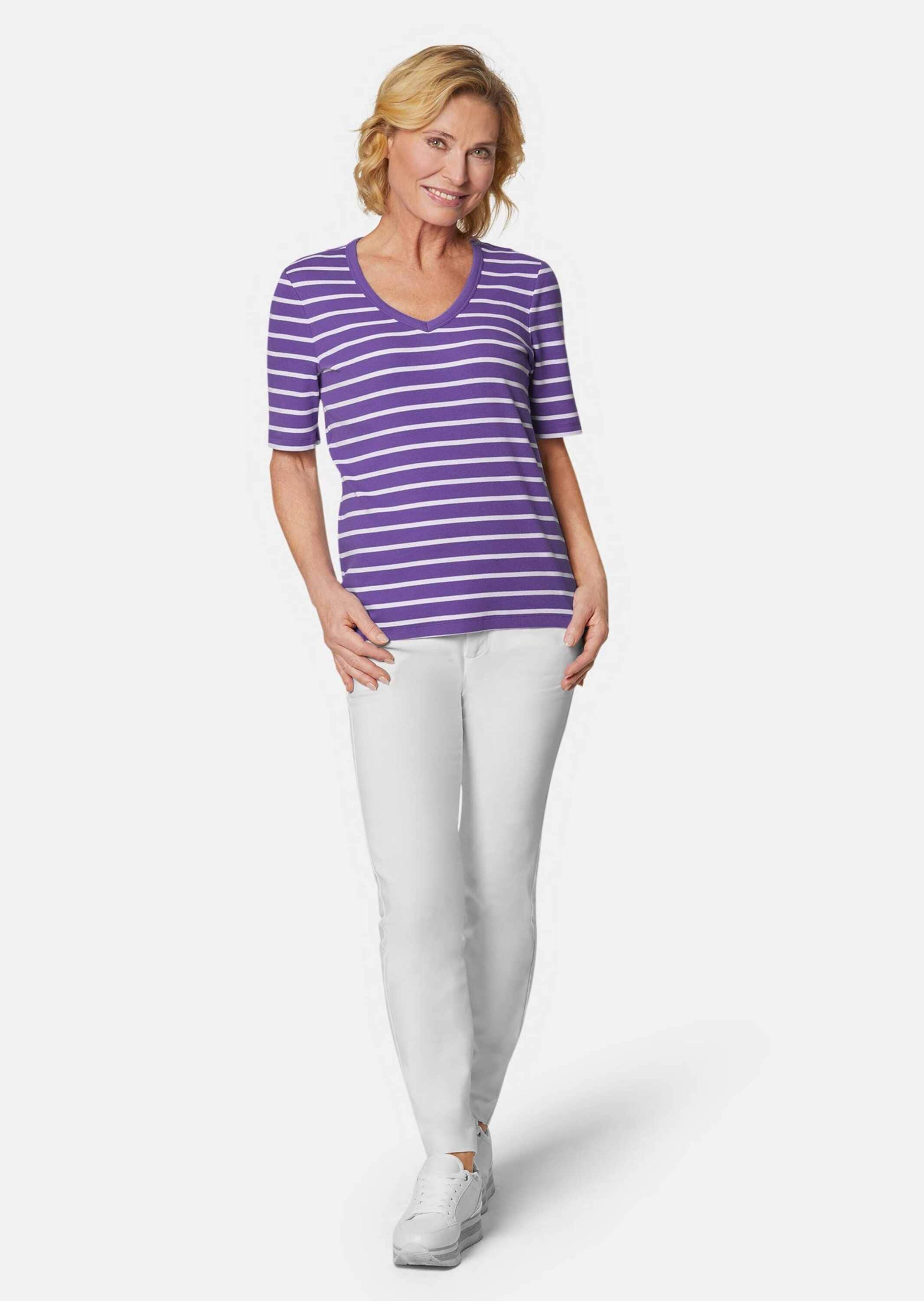 GOLDNER Langarm-Poloshirt »Garngewirktes Ringelshirt aus weichem Interlock«