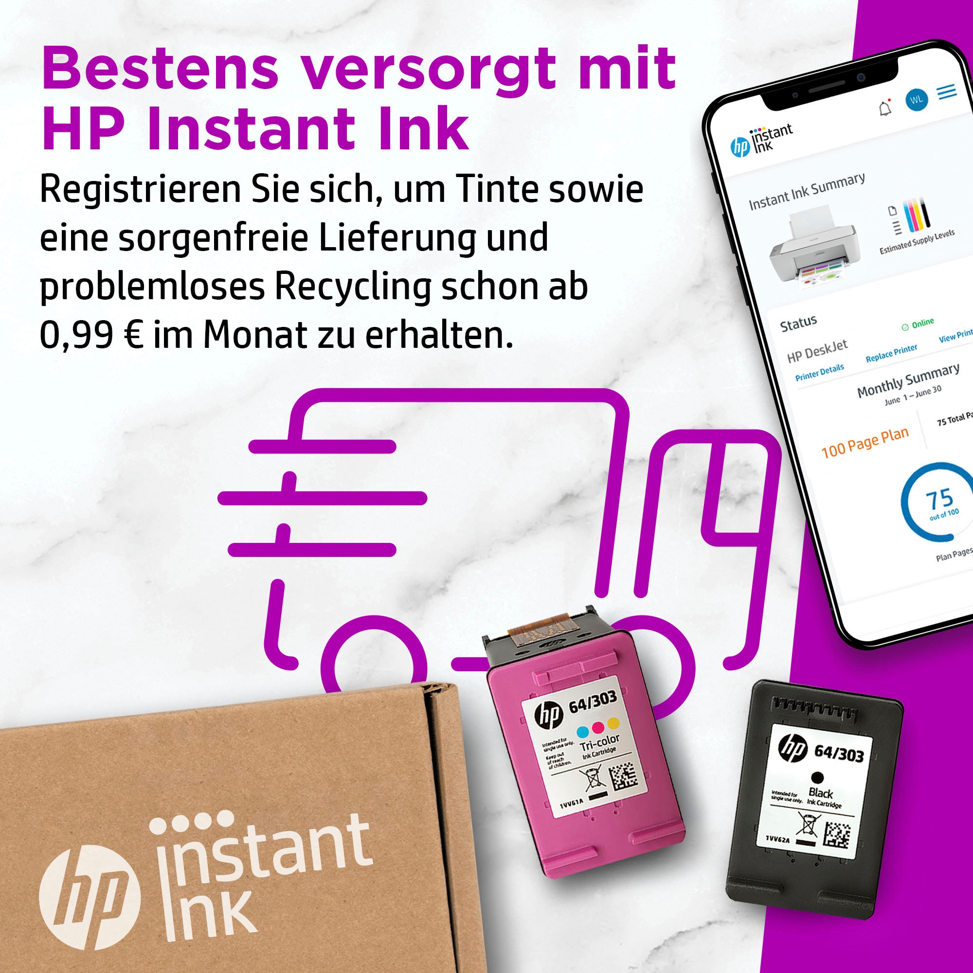 HP Multifunktionsdrucker »DeskJet 2720e«, 6 Monate gratis Drucken mit HP Instant Ink inklusive