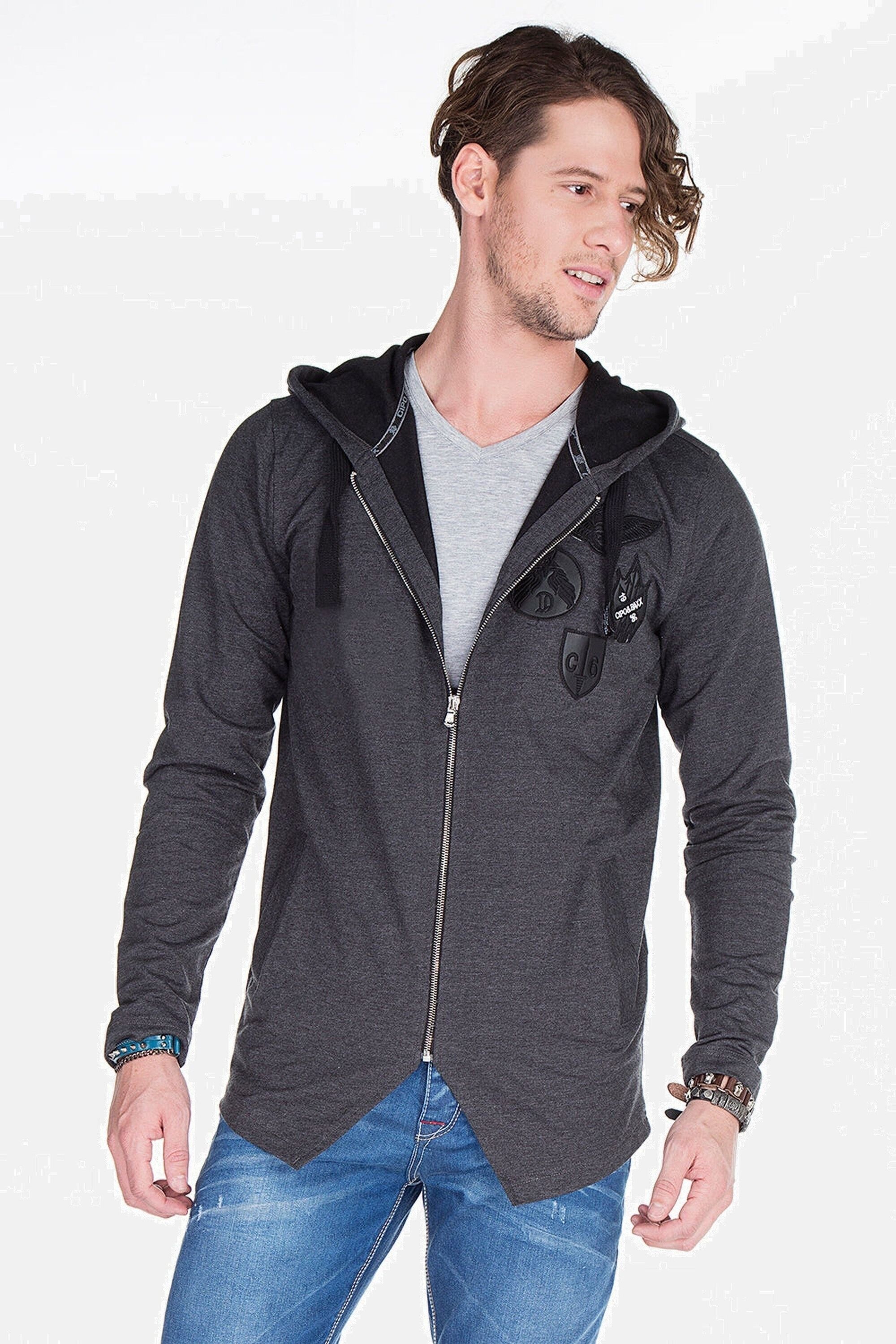 Cipo & Baxx Sweatjacke »Sweatjacke«, mit ausgefallenem Saum, CL-238