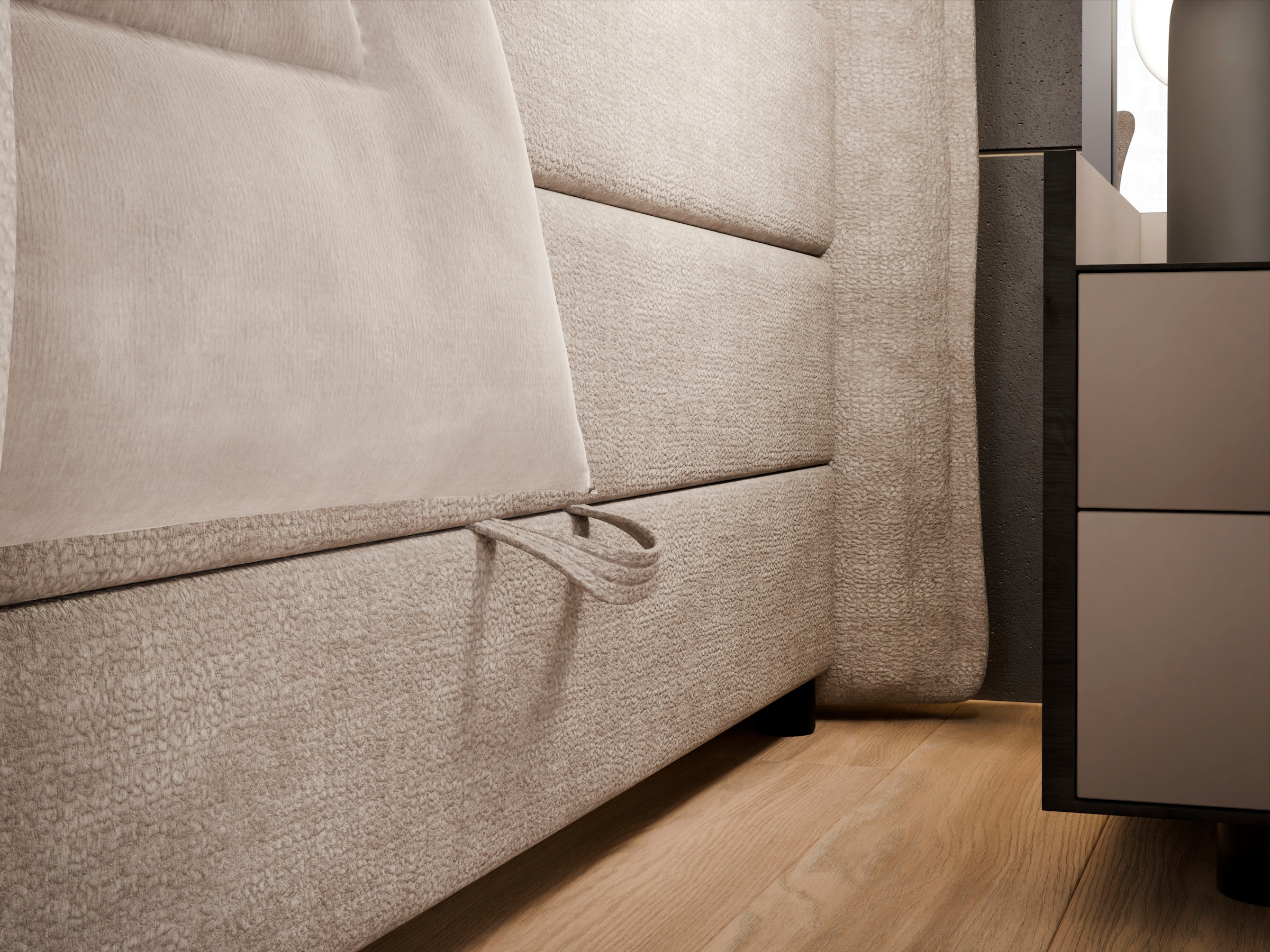 FORTE Boxspringbett »Harmonie inkl. Bettkasten und Topper, Kopf- und Fußteil in Kissenoptik« in den Breiten 140cm, 160cm und 180cm erhältlich