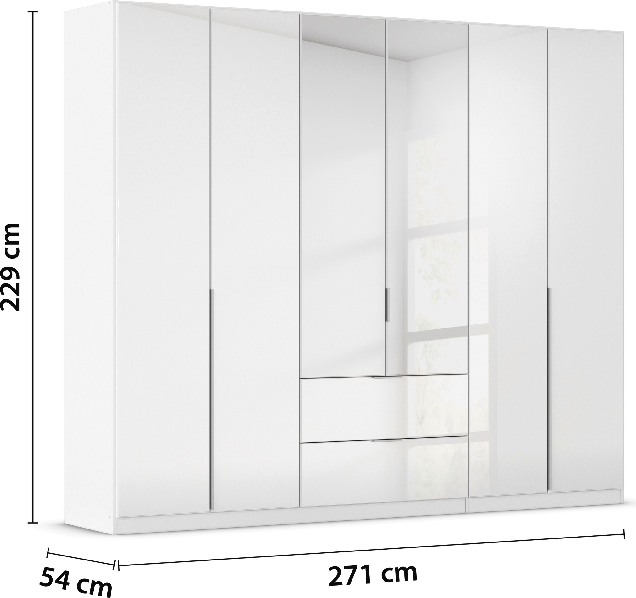 rauch Drehtürenschrank »Kleiderschrank Kleiderschränke Schrank Garderobe AGORDO mit Glasfront«, (in zwei Griff-Farben mit Glasfront), mit Außenschubkästen, in 6 Breiten und 2 Höhen MADE IN GERMANY