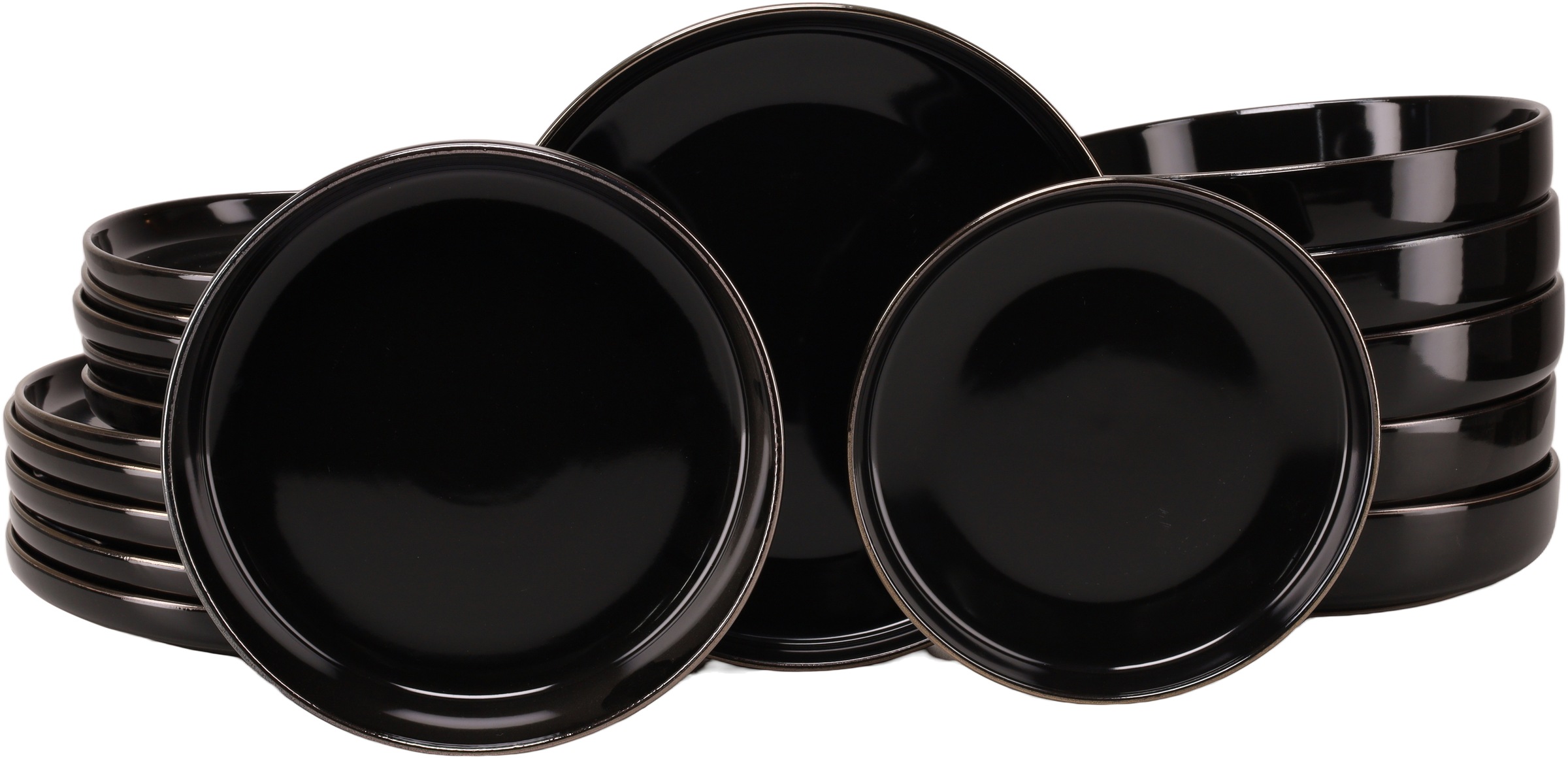 CREATABLE Teller-Set "Nordic Festive, Tellerset 18-tlg.", 18schwarz, Geschirr-Sets, Minimalistisches Design, Dezente goldene Akzente