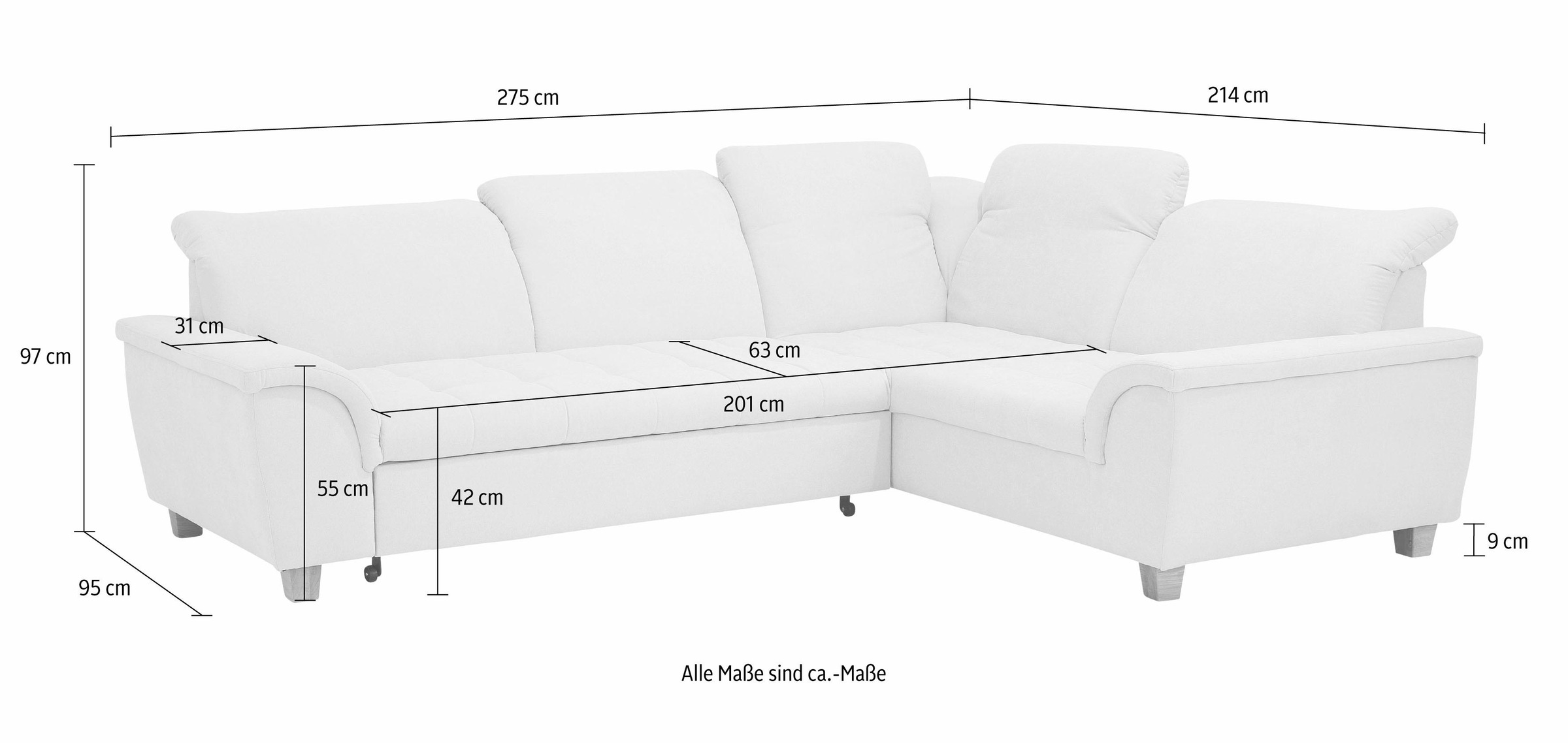 Thumbnail - Home affaire Ecksofa "Lyla fester Sitzkomfort, bequeme Armlehnen, Breite 275cm, L-Form" wahlweise mit Rückenfunktion und...