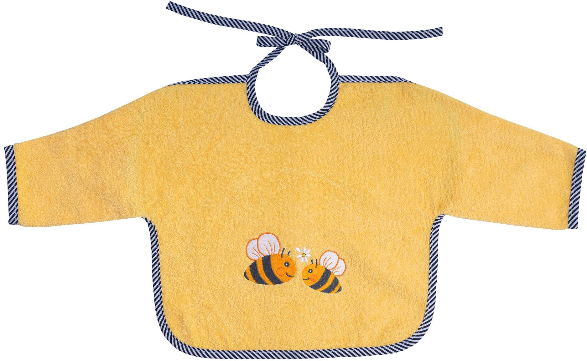 WÖRNER Baby Lätzchen "Bienen Ärmellätzchen", gelb, Baumwolle, Lätzchen, mit Ärmeln, maschinenwaschbar, trocknergeeignet