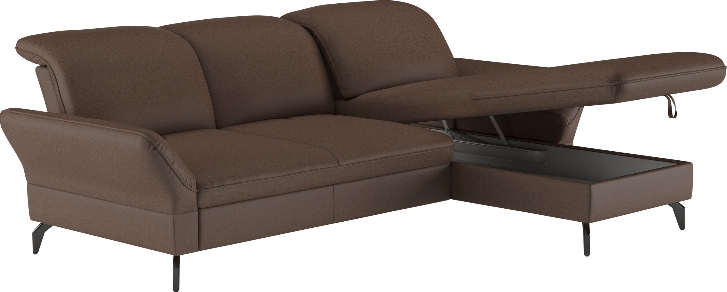 sit&more Ecksofa »Leandro L-Form«, Wahlweise mit Bett-, Kopfteil - und Armlehnfunktion, sowie Bettkasten