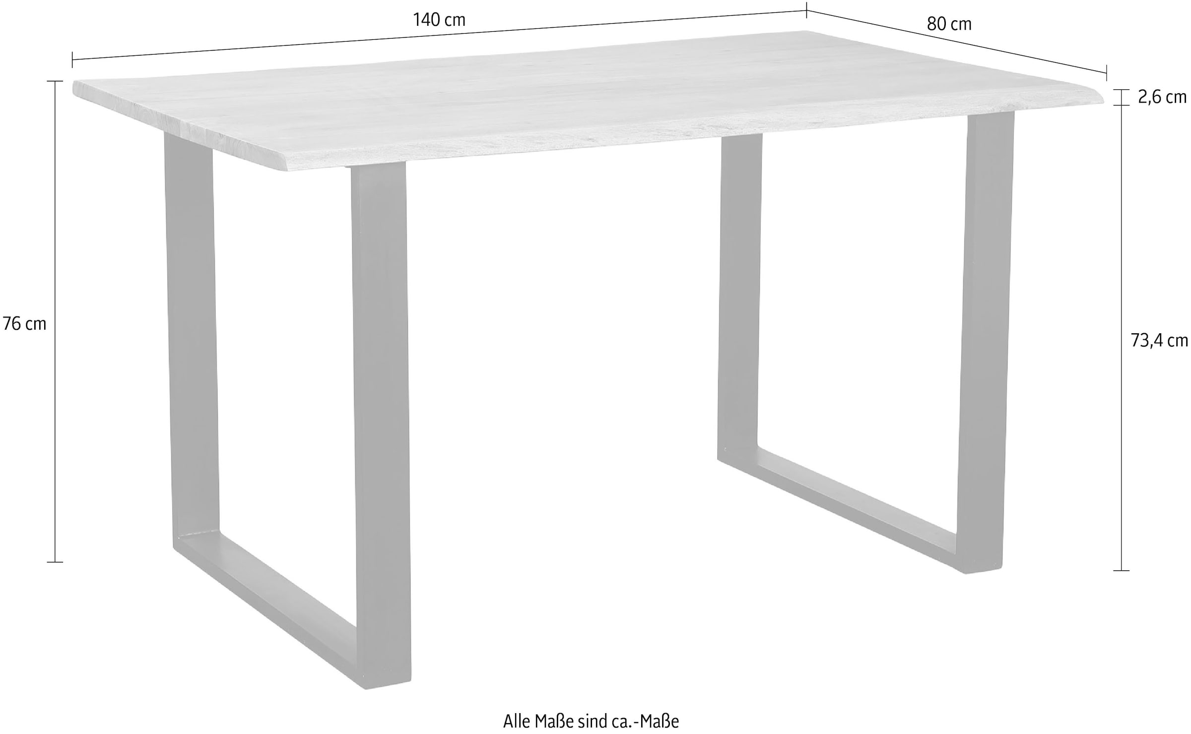 SIT Baumkantentisch, mit Baumkante und Kufengestell