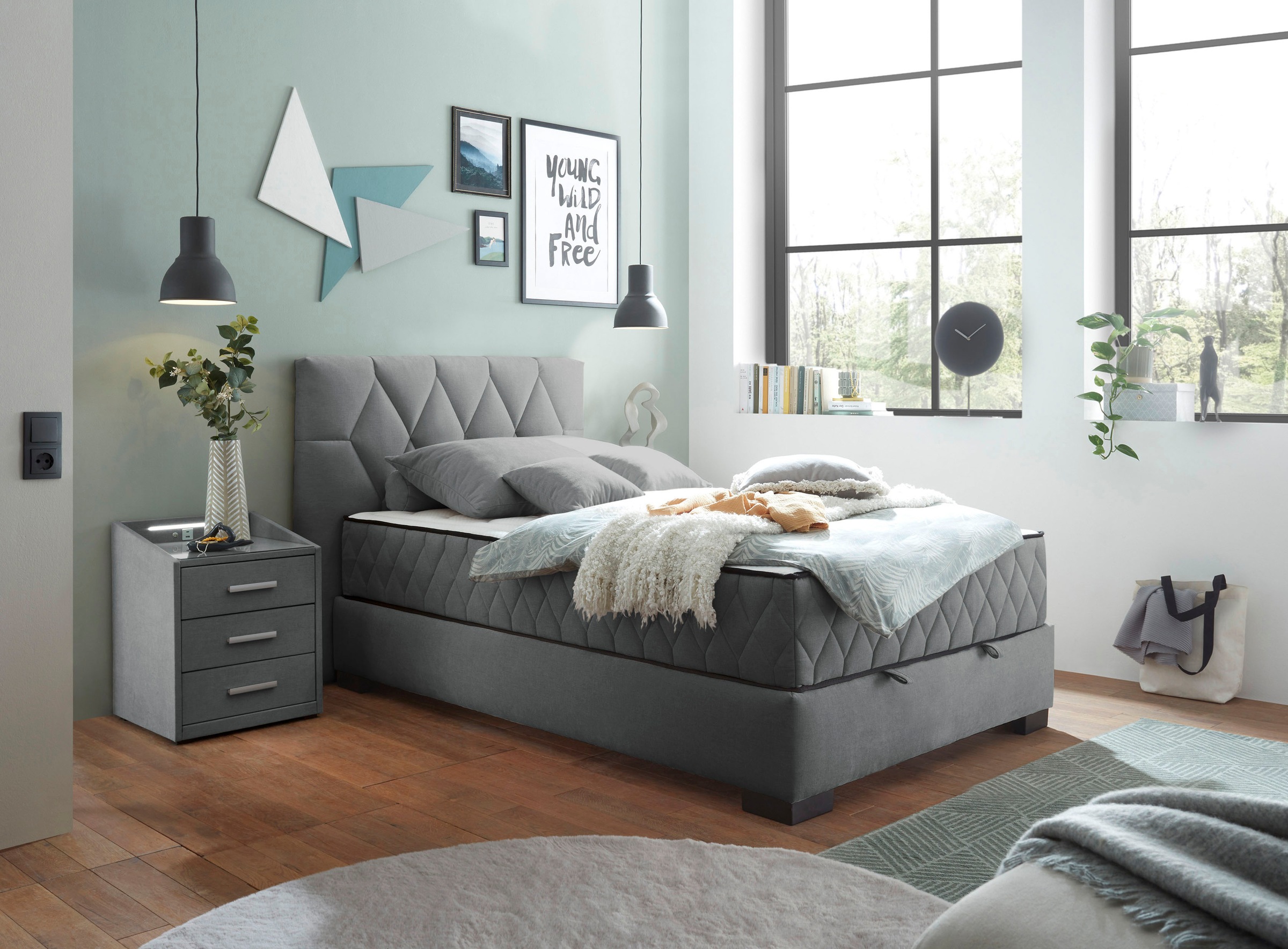 ED EXCITING DESIGN Boxbett »Nagol« mit Bettkasten, mit Wendematratze, erhältlich in verschiedenen Breiten
